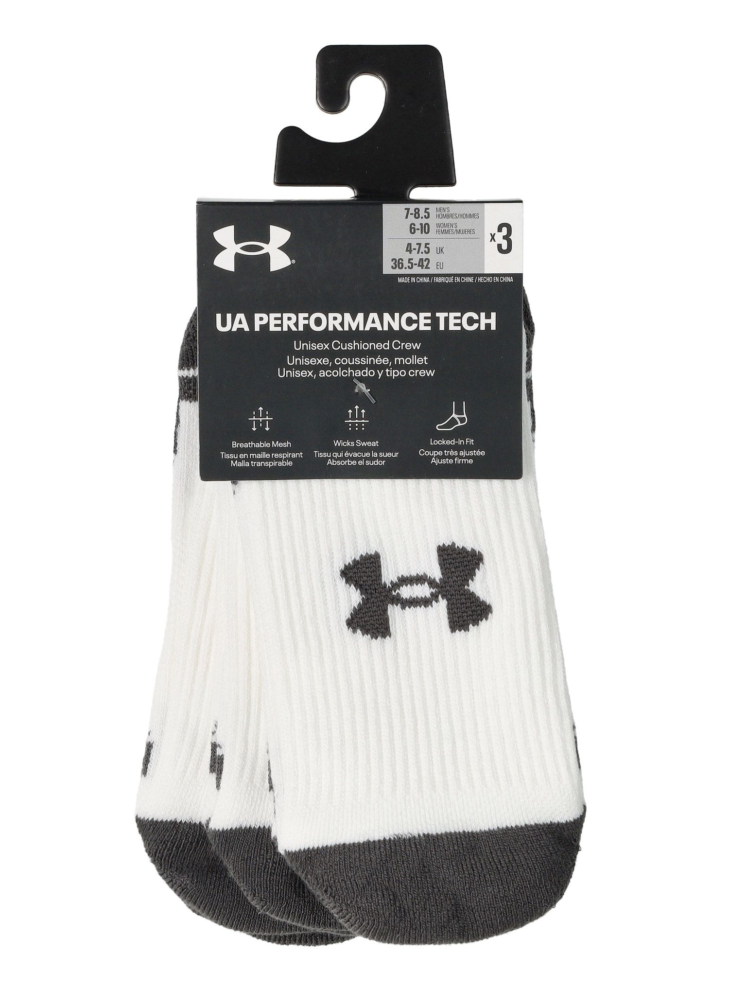 Čarape Under Armour UA Performance Tech 3-Pack Crew - white/white/jet gray