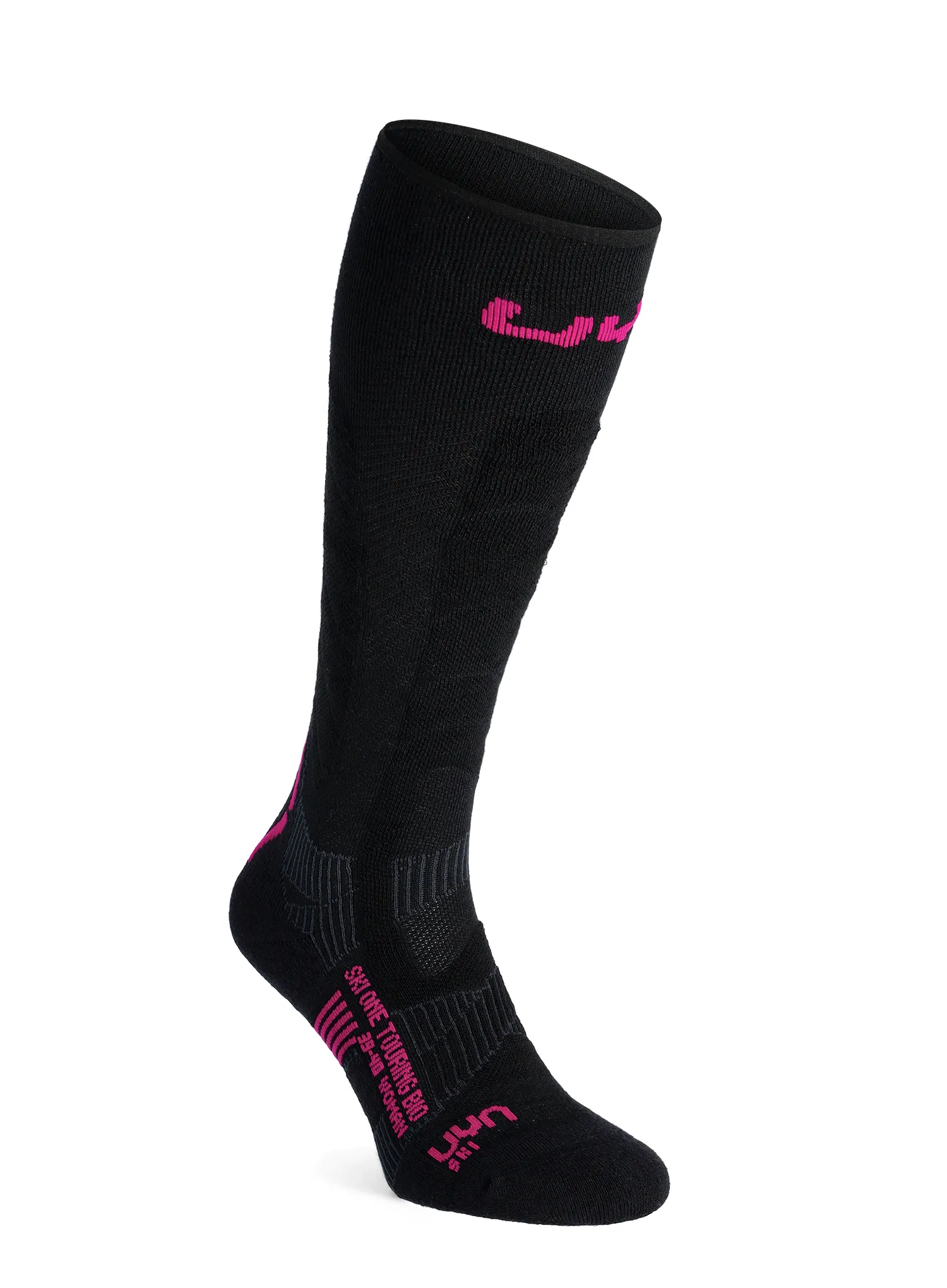 Ženske čarape UYN Ski Touring One Bio Socks - black/pink yarrow