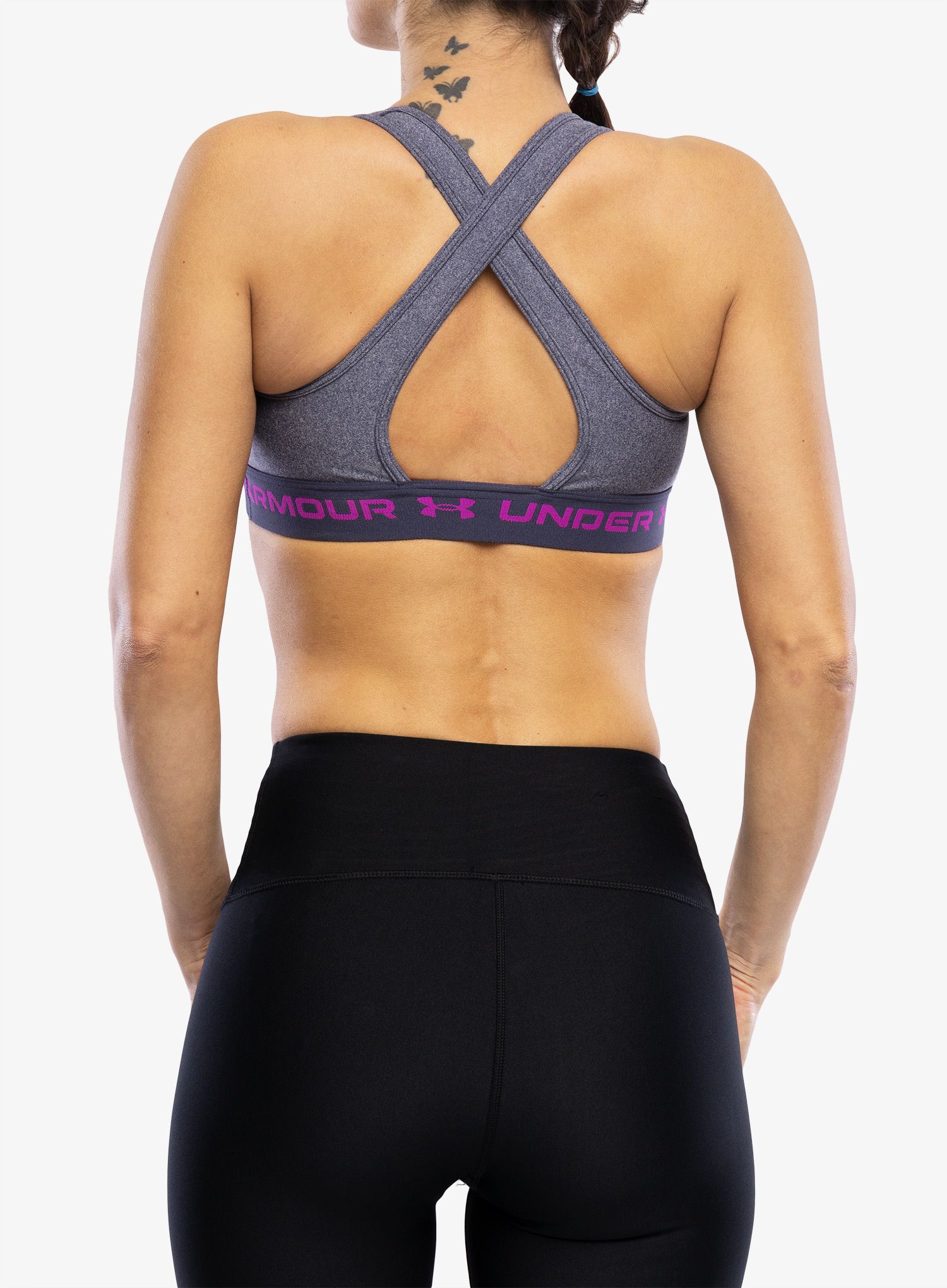 Sportski grudnjak Under Armour Crossback Mid Heather Bra - tempered steel lt/strobe