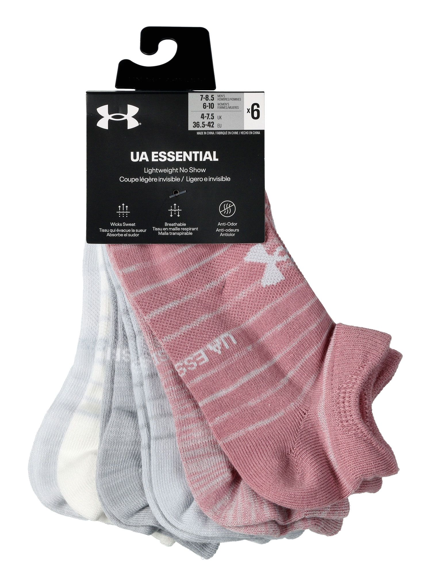 Čarape Under Armour Essential No Show 6-pack - pink elixir/halo gray
