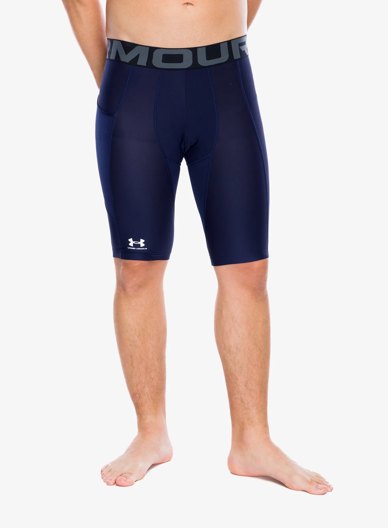 Kratke hlače za trening Under Armour HeatGear Pocket Long Shorts - midnight navy/white