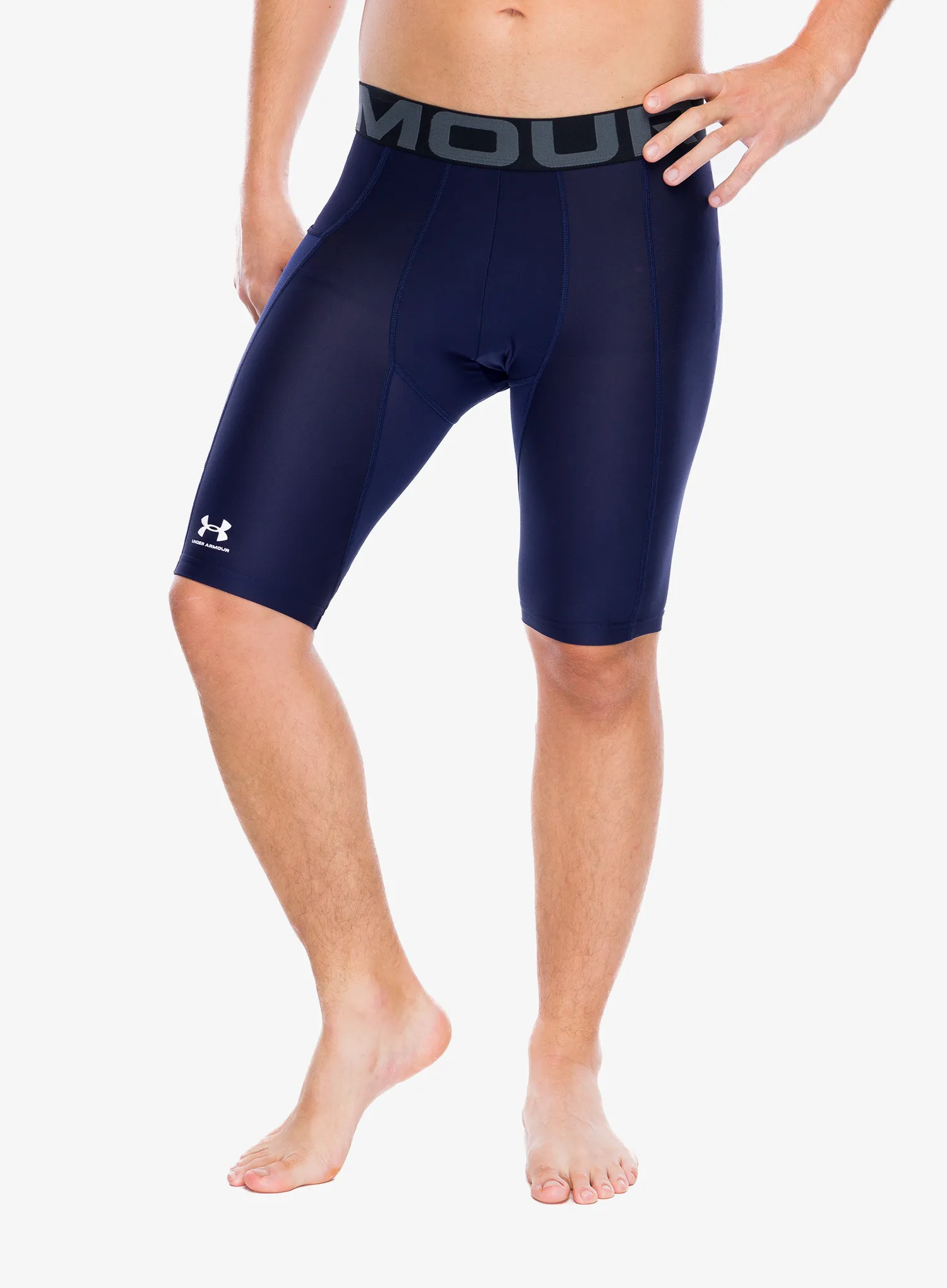 Kratke hlače za trening Under Armour HeatGear Pocket Long Shorts - midnight navy/white