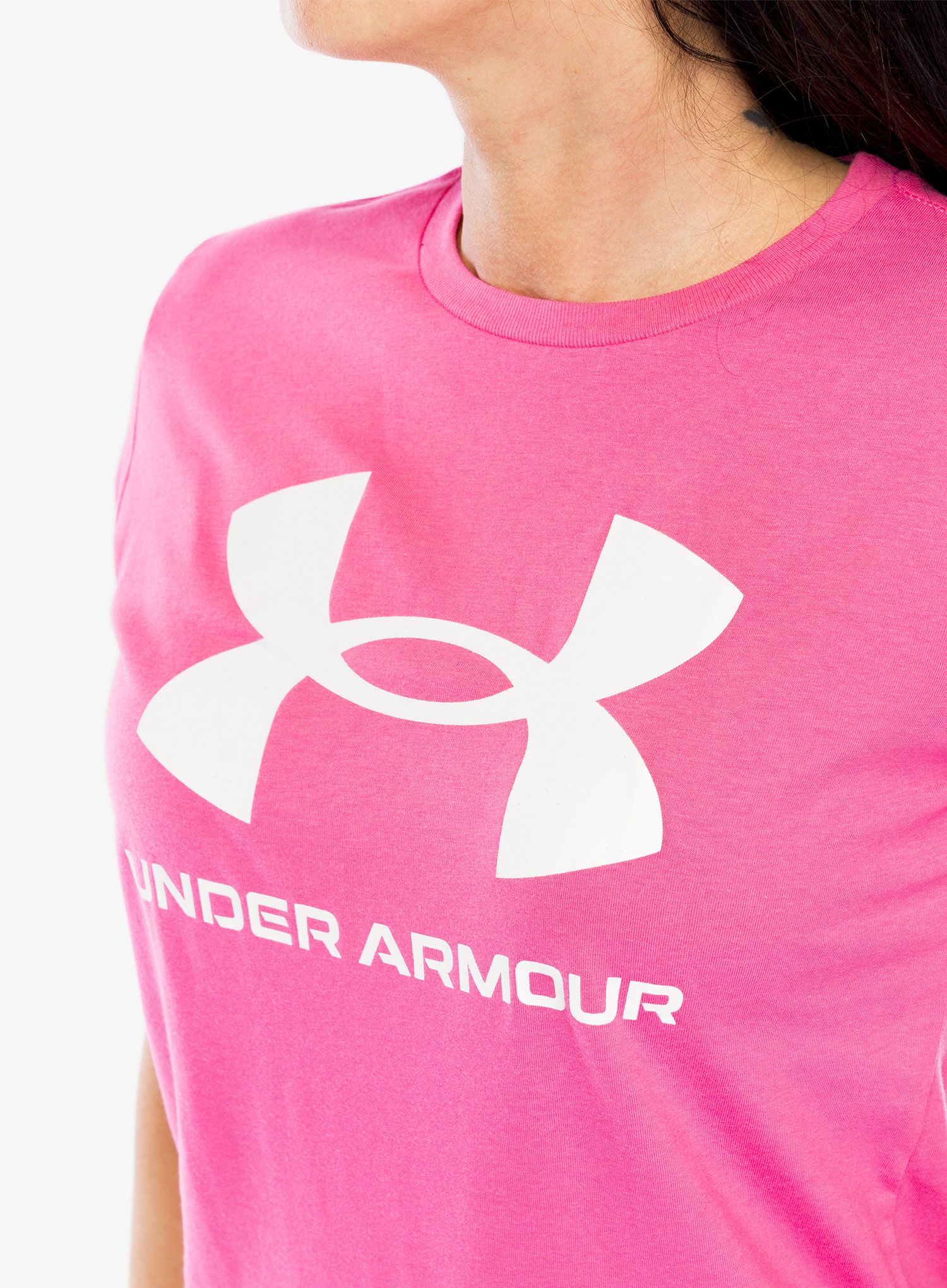 Ženska majica Under Armour Live Sportstyle Graphic SSC - bubble gum/white