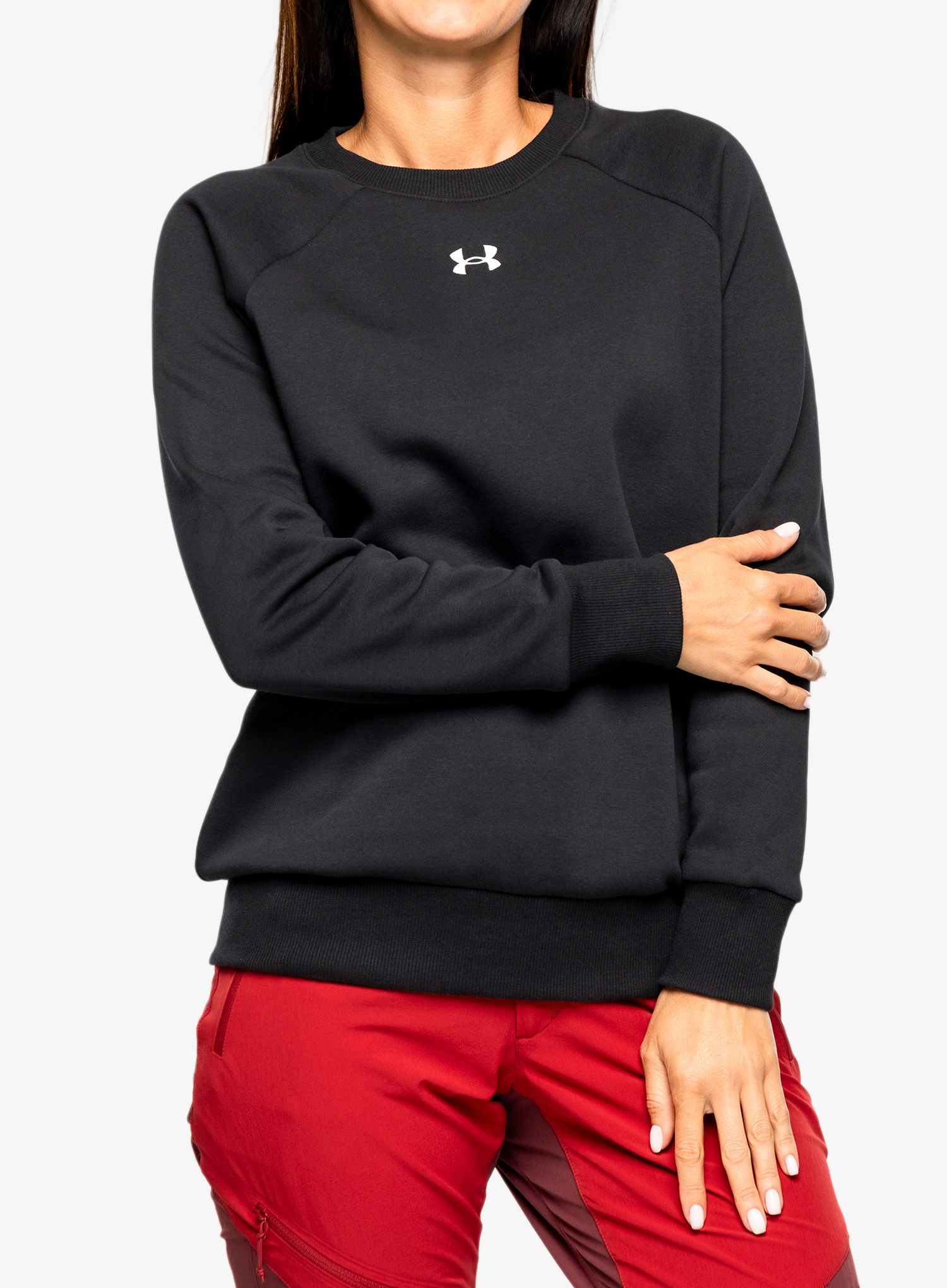 Ženska dukserica bez kapuljače Under Armour Rival Fleece Crew - black/white