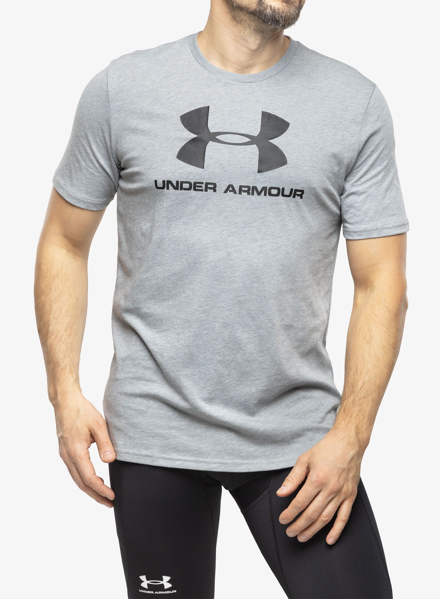Majica za trening Under Armour Sportstyle Logo Short Sleeve - steel light heather/black