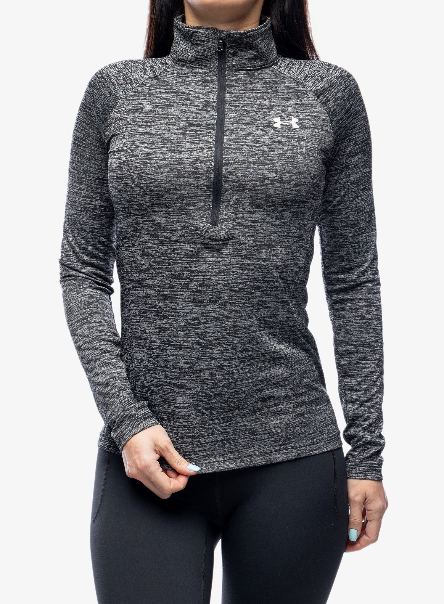 Ženska dukserica Under Armour Tech 1/2 Zip Twist - black/metallic silver