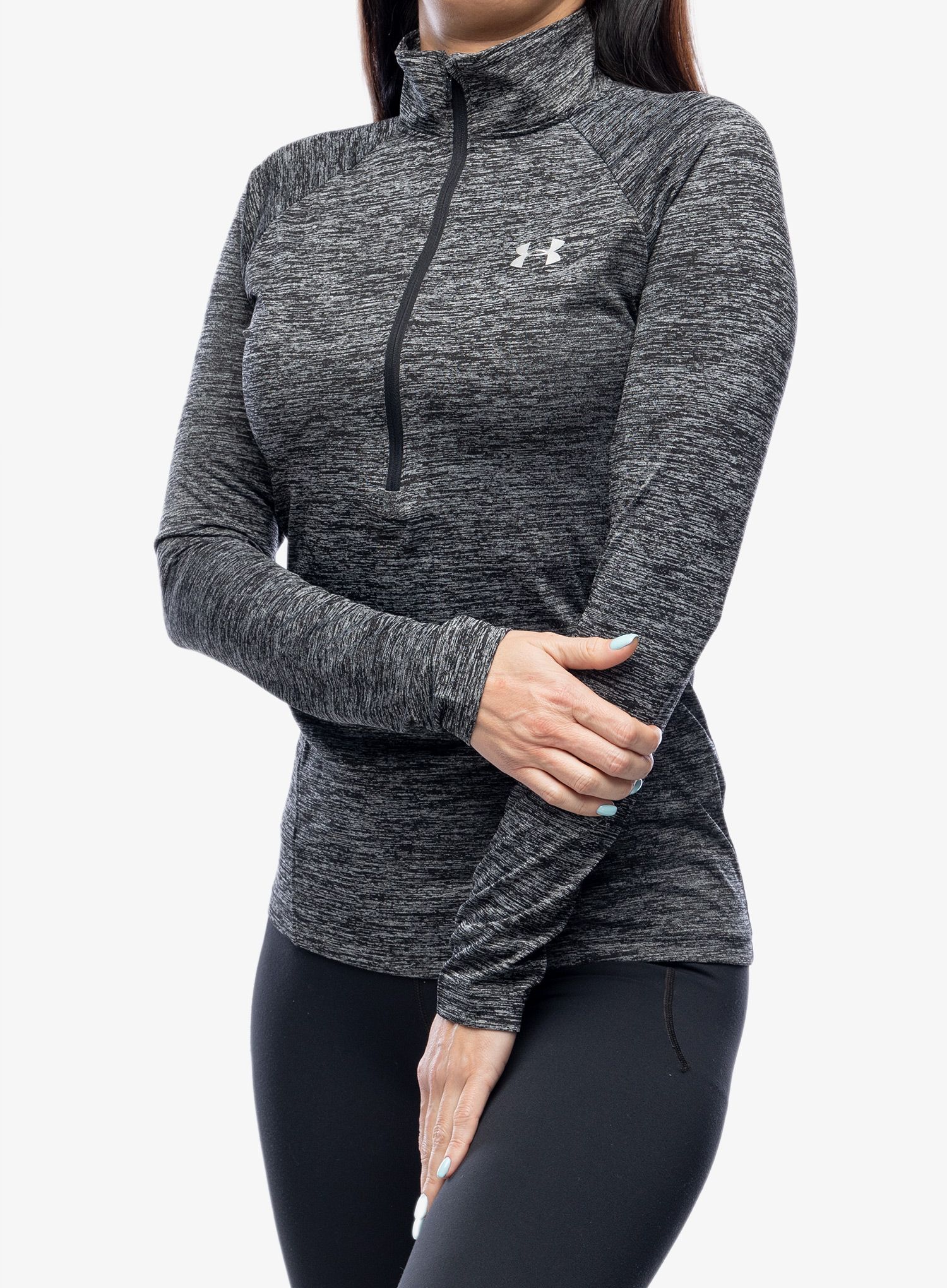 Ženska dukserica Under Armour Tech 1/2 Zip Twist - black/metallic silver