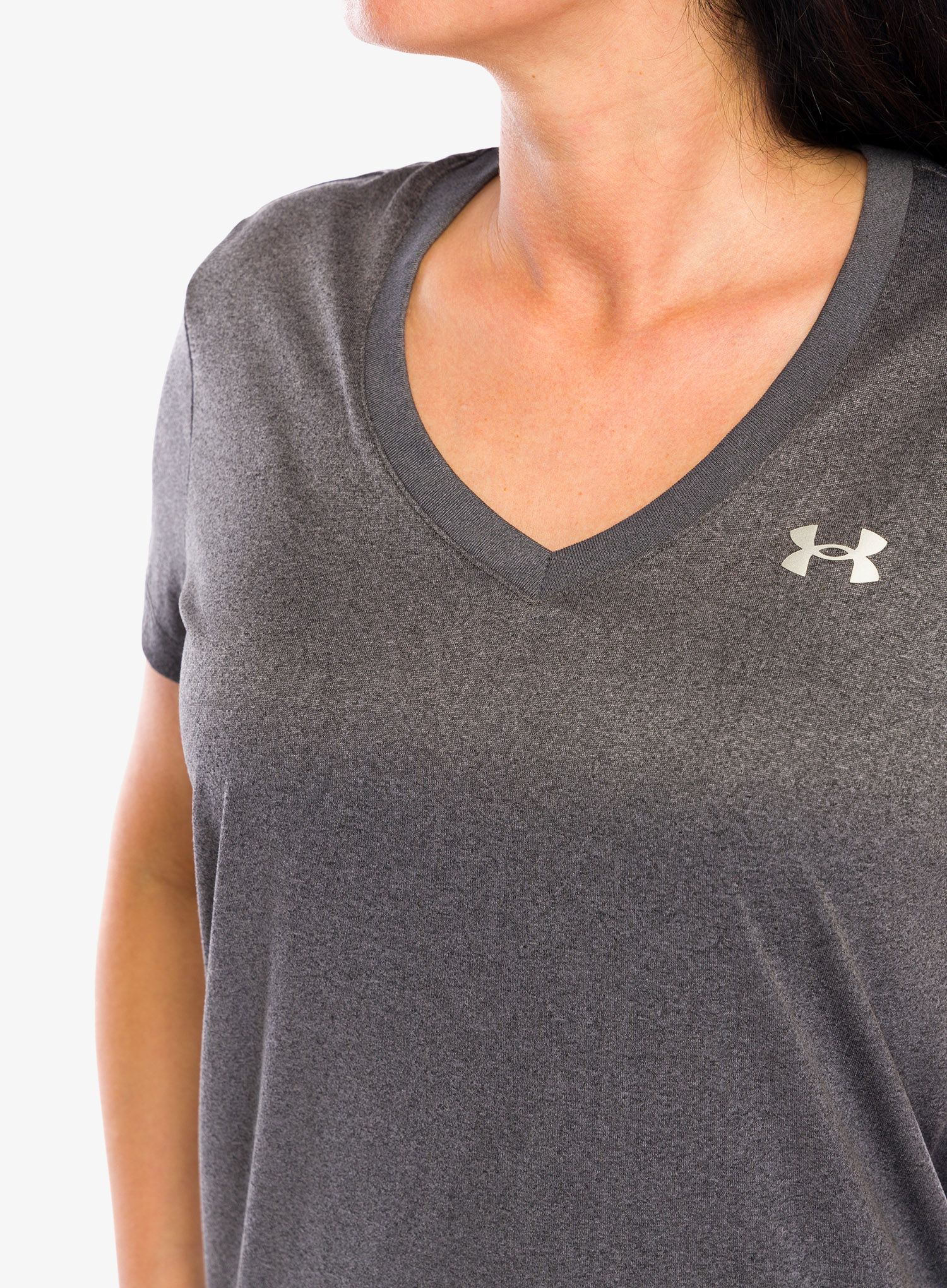 Ženska majica Under Armour Tech SSV Solid - carbon heather/metallic silver
