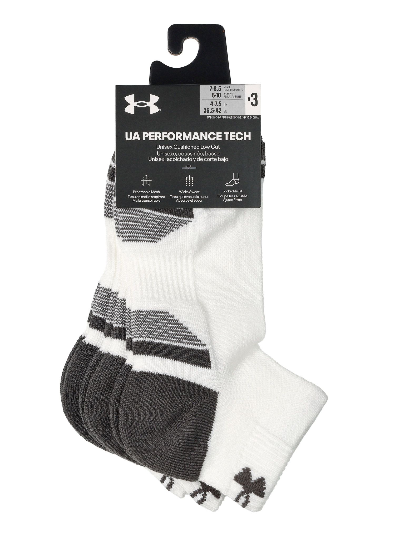 Čarape Under Armour UA Performance Tech 3-Pack Low Cut - white/white/jet gray