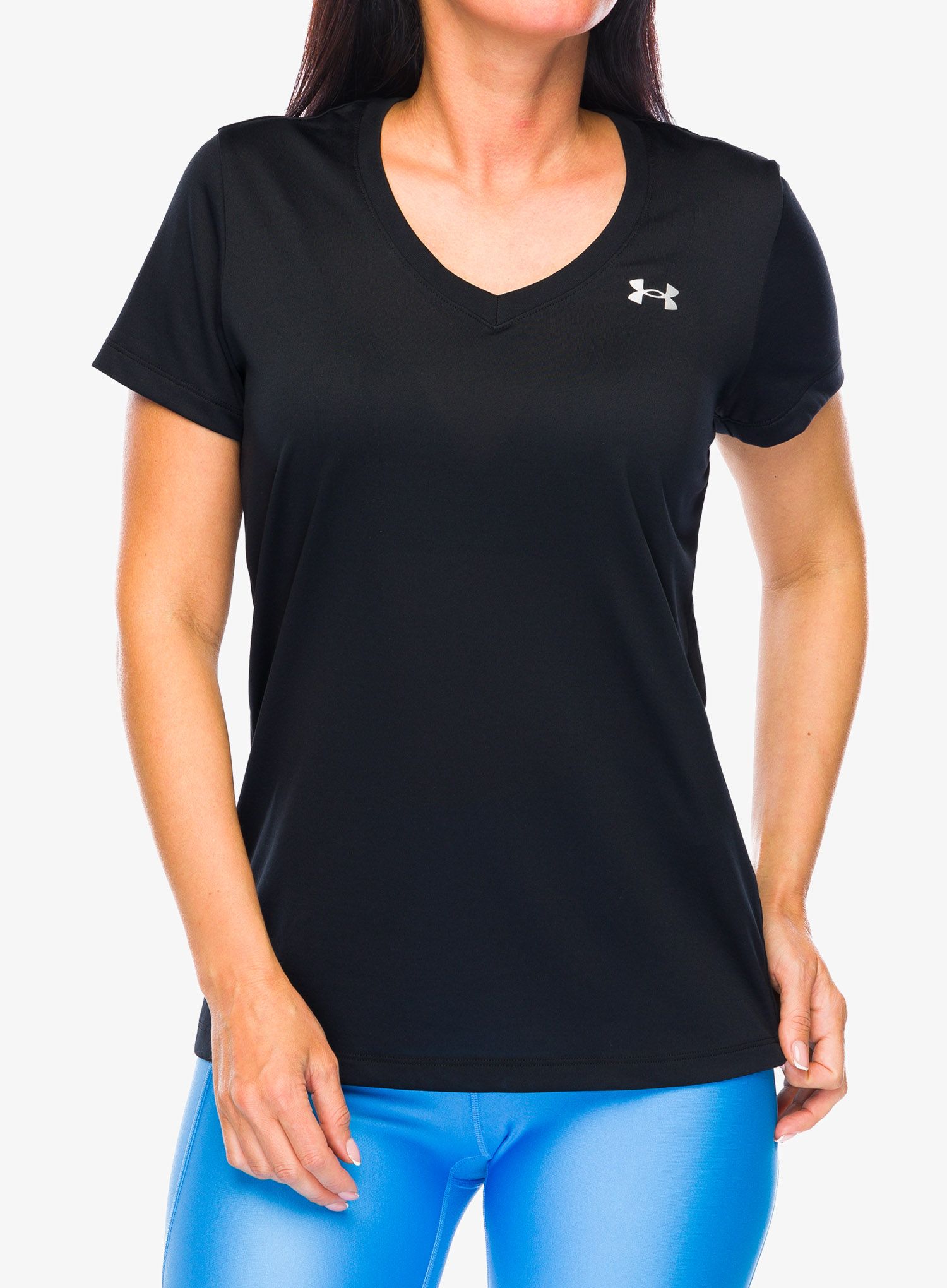 Ženska majica Under Armour UA Tech V-Neck - black/metallic silver