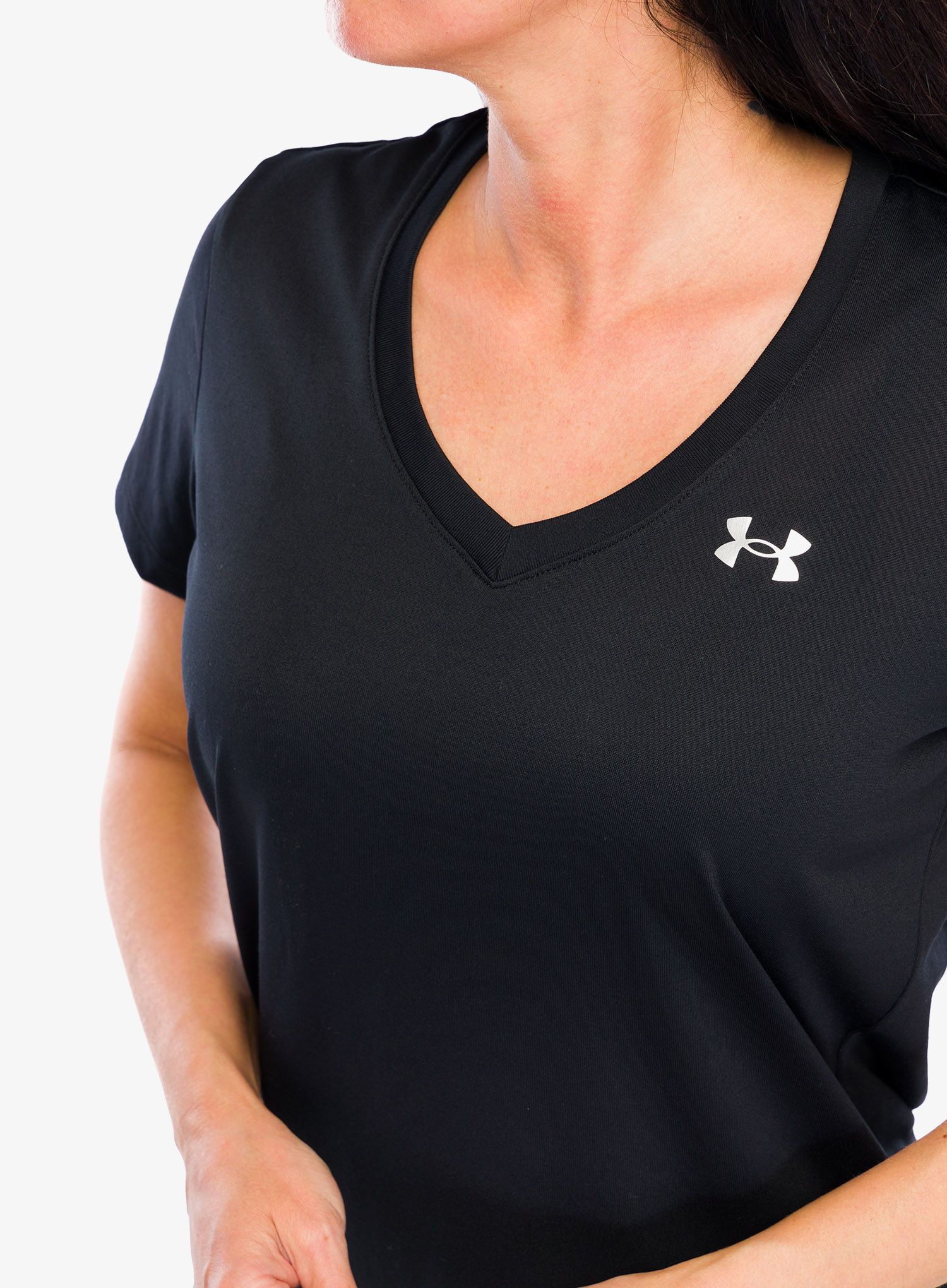 Ženska majica Under Armour UA Tech V-Neck - black/metallic silver
