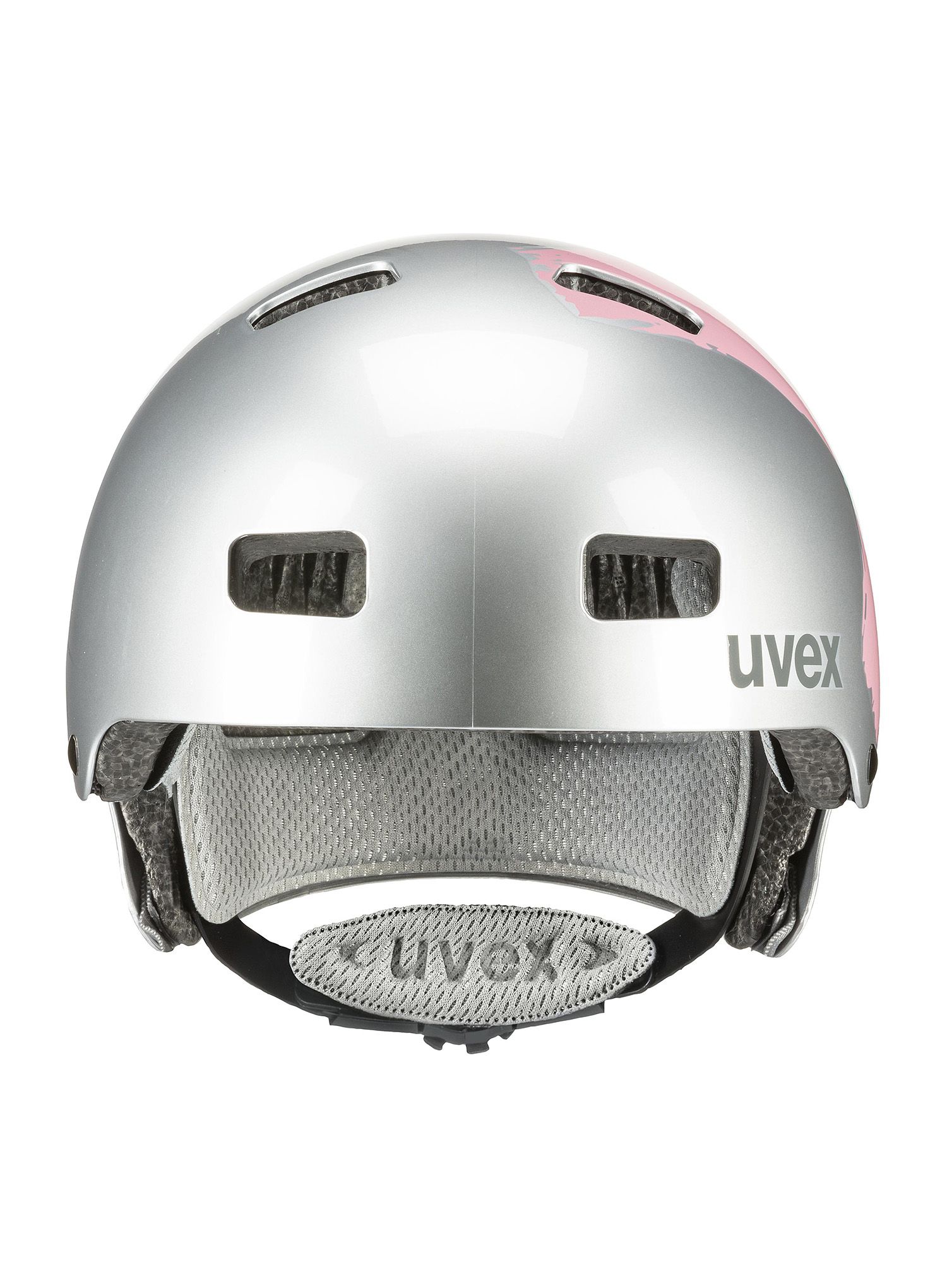 Dječja biciklistička kaciga Uvex Kid 3 - silver/rose