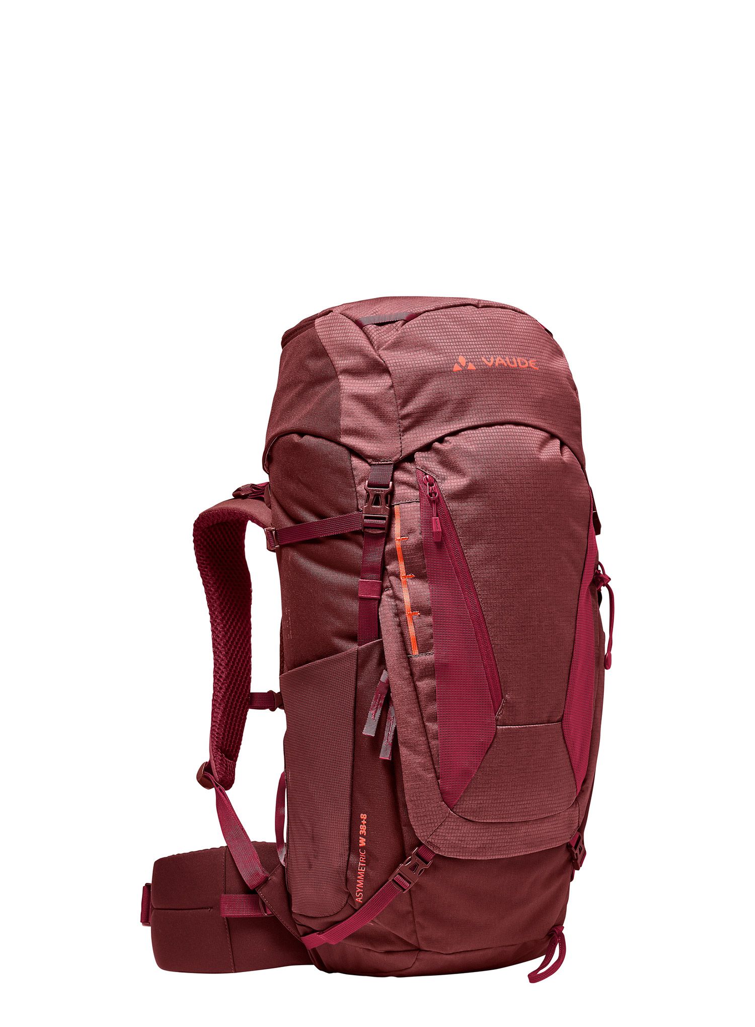 Ženski trekking ruksak Vaude Asymmetric 38+8 - dark cherry