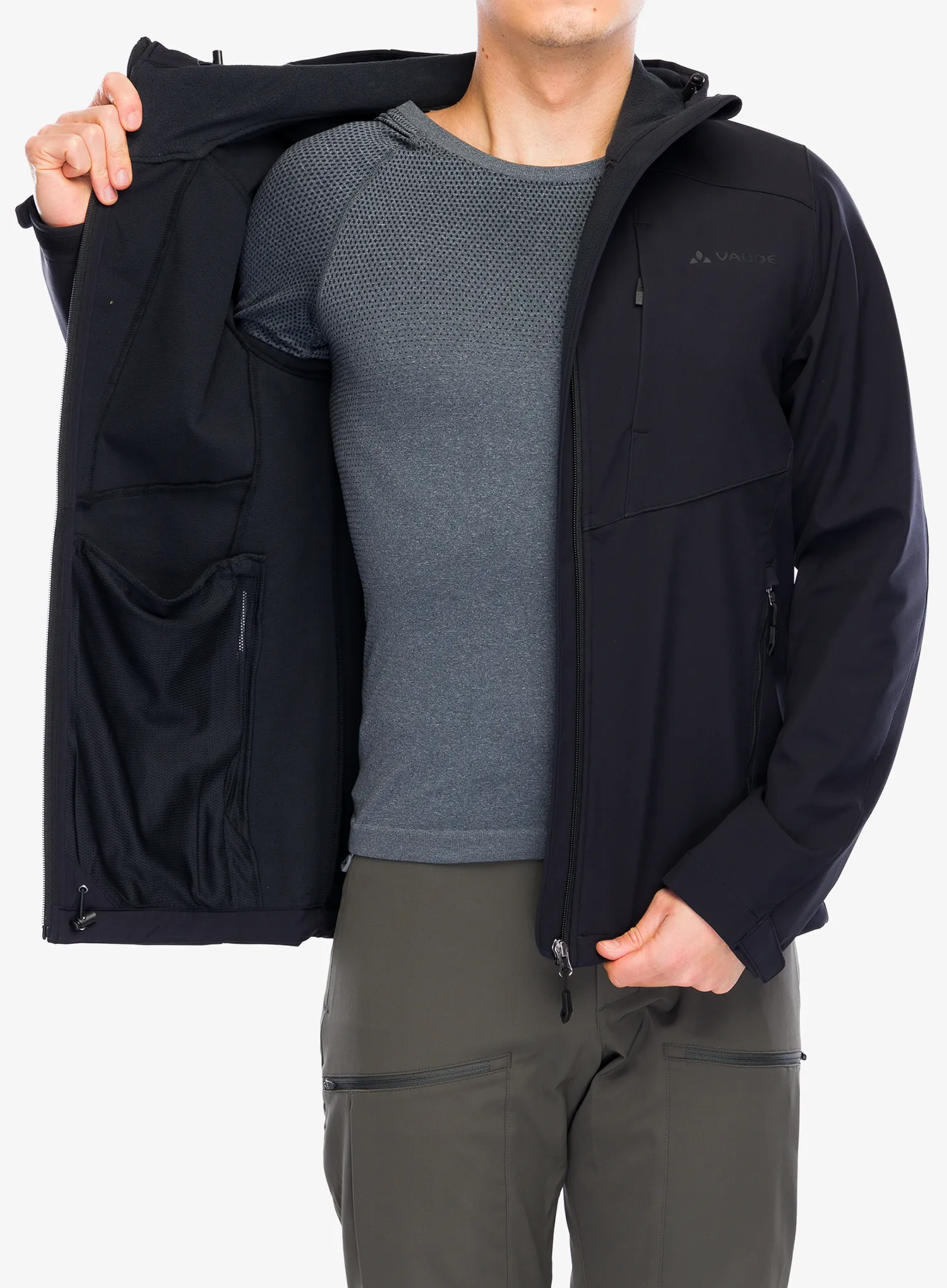 Softshell jakna Vaude Cyclone Hooded Jacket - black