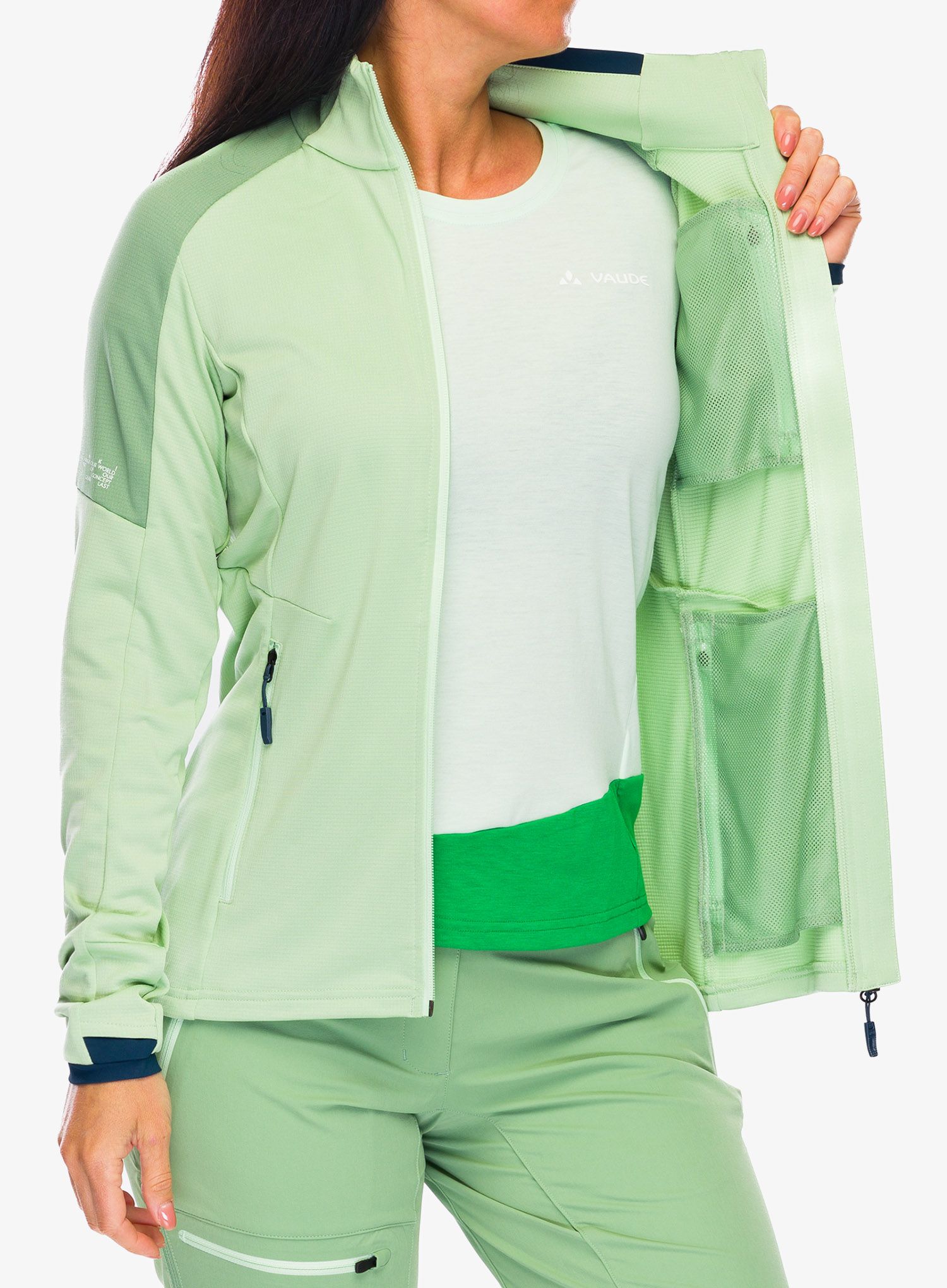 Ženska dukserica od flisa Vaude Elope Fleece Jacket II - aloe vera