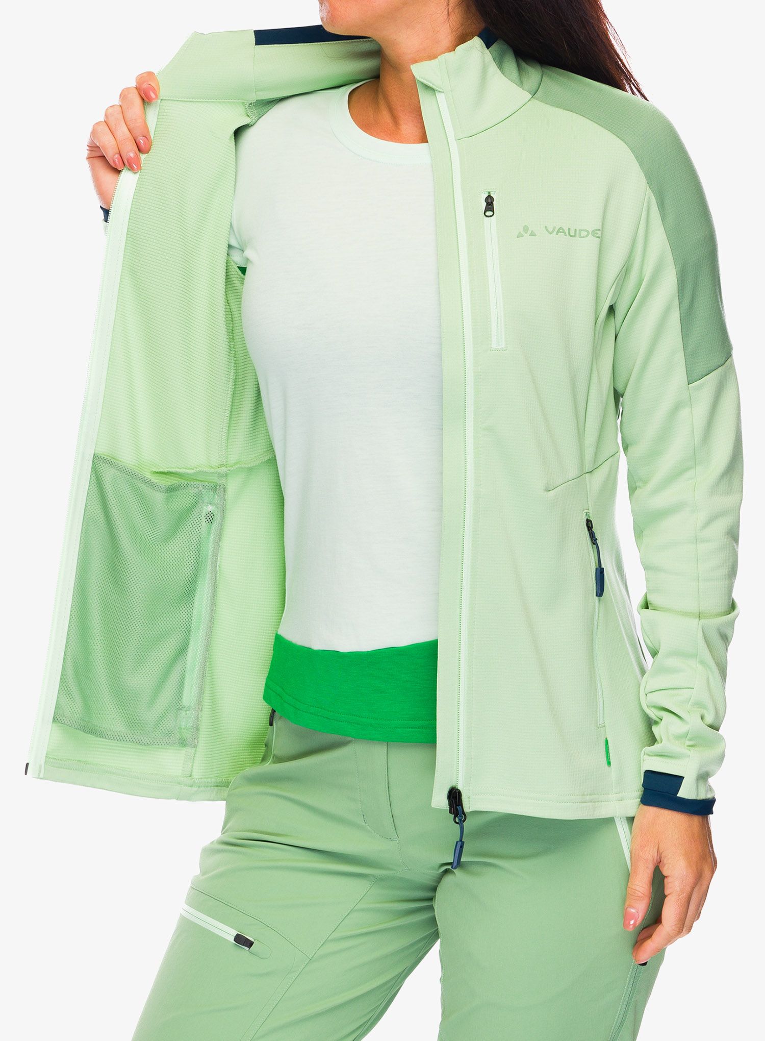 Ženska dukserica od flisa Vaude Elope Fleece Jacket II - aloe vera