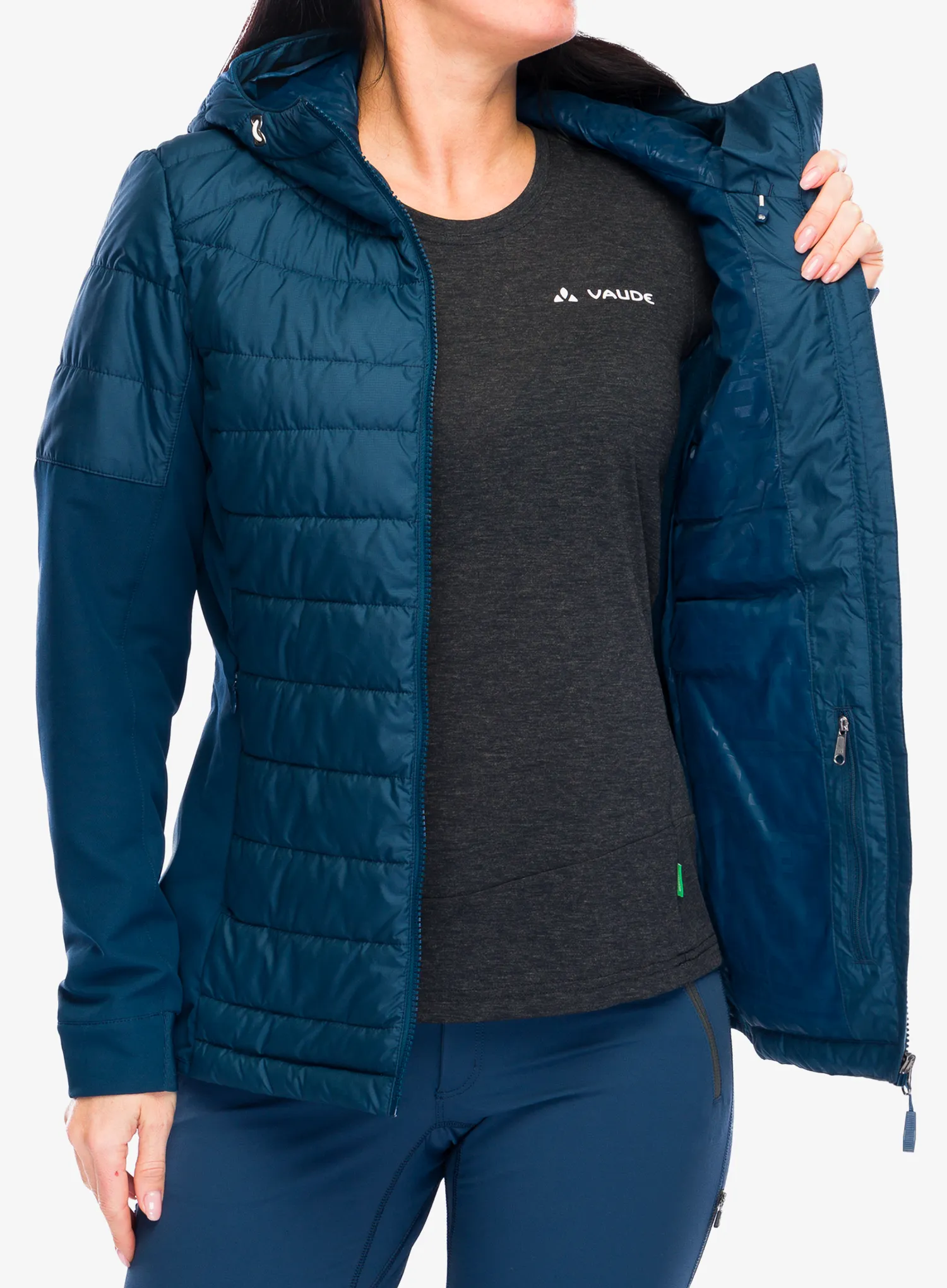 Ženska hibridna jakna Vaude Elope Hybrid Jacket - dark sea