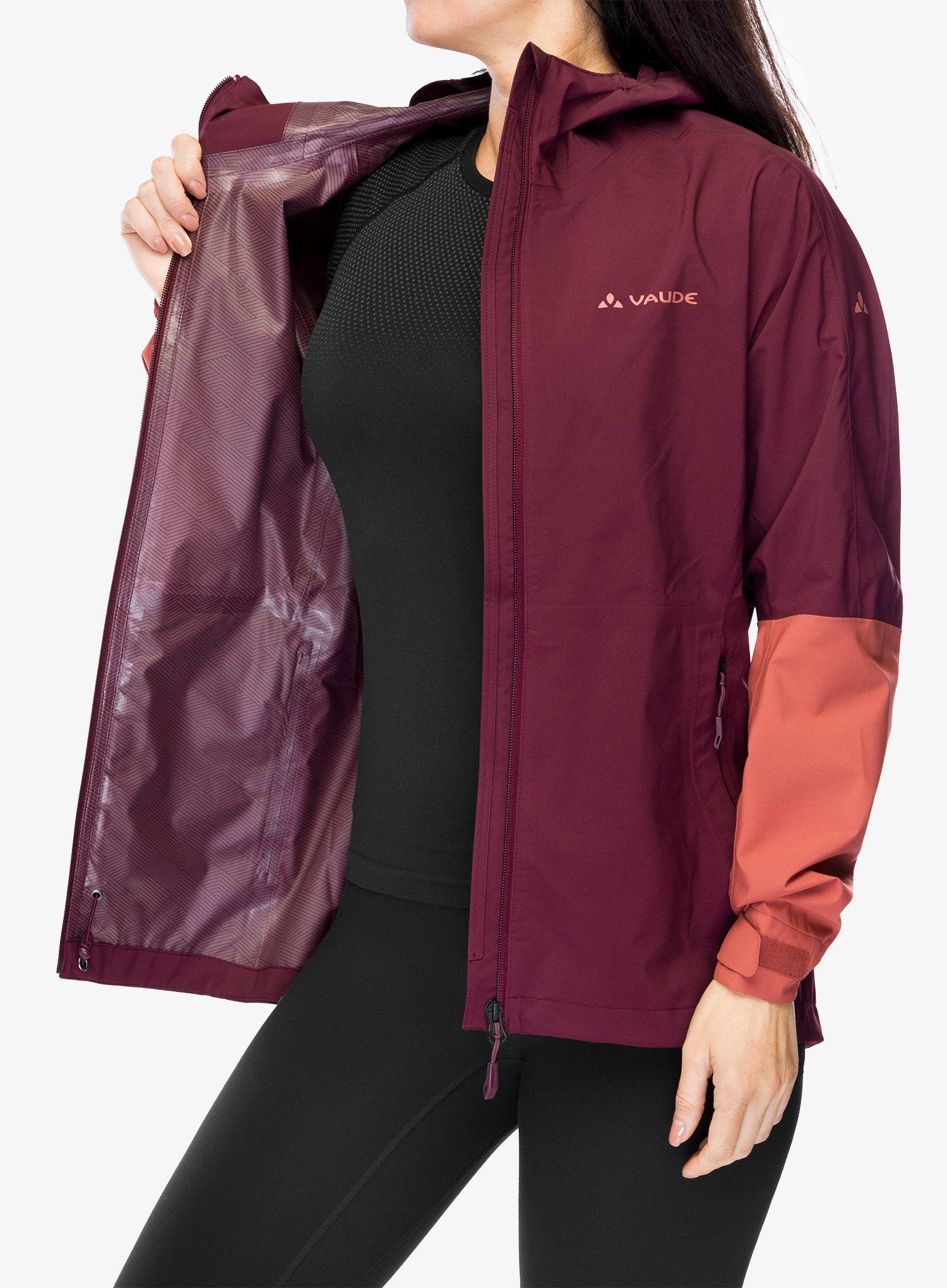 Ženska kišna jakna Vaude Moab Rain Jacket II - cassis uni