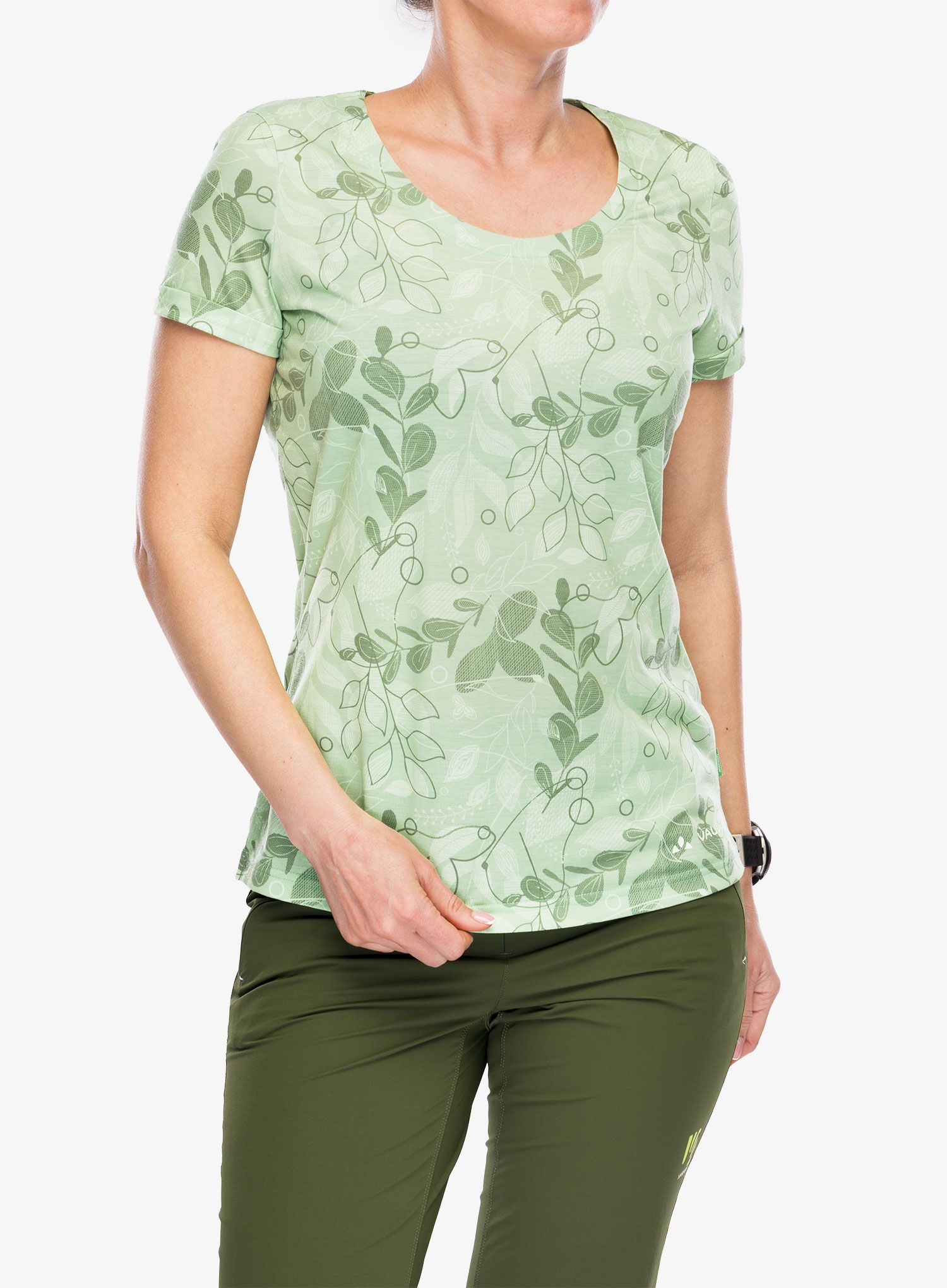 Ženska brzosušeća majica Vaude Skomer AOP T-Shirt - willow green