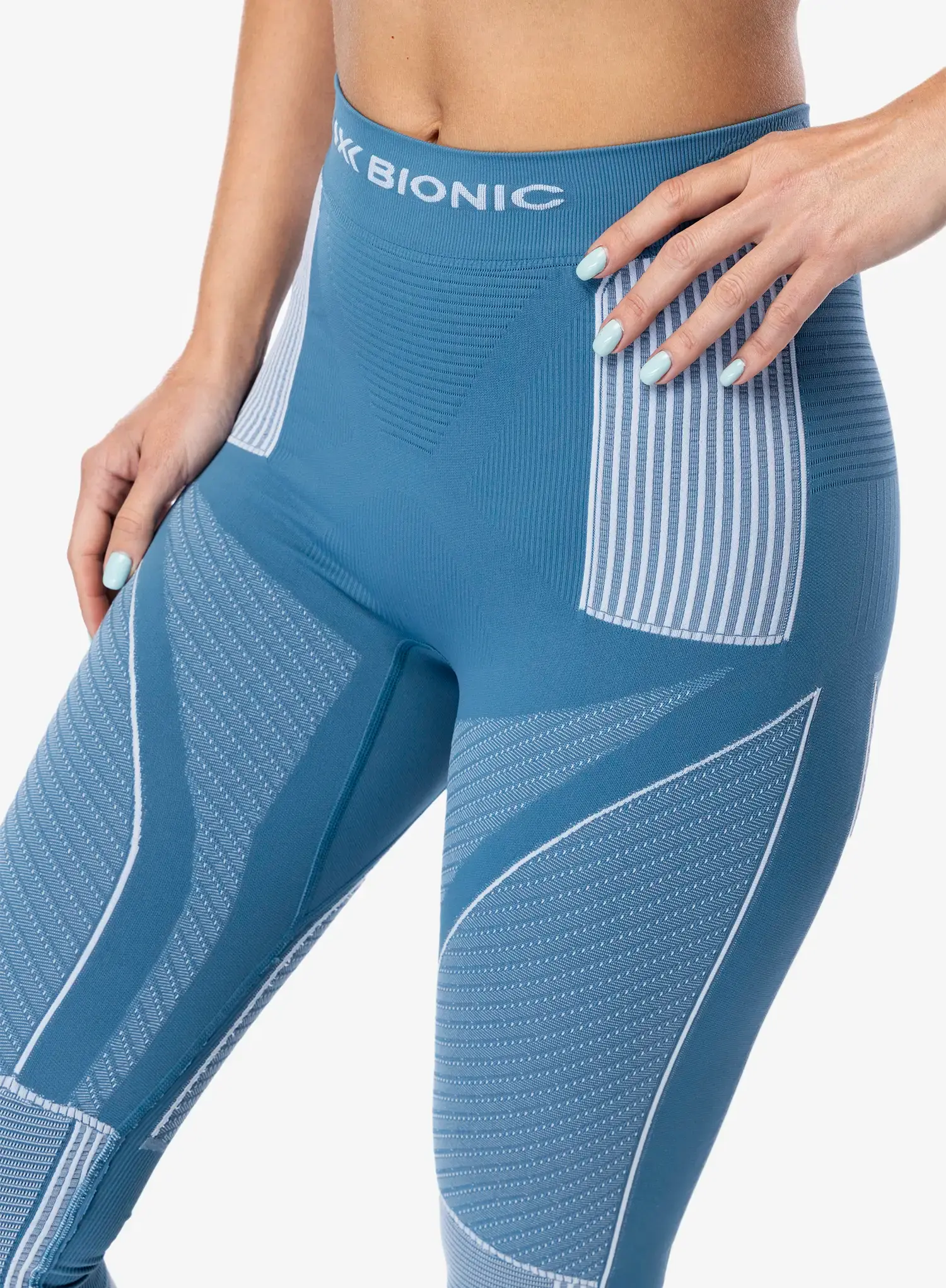 Ženske termo tajice X-Bionic Energy Accumulator 4.0 Pants - mineral blue/arctic white