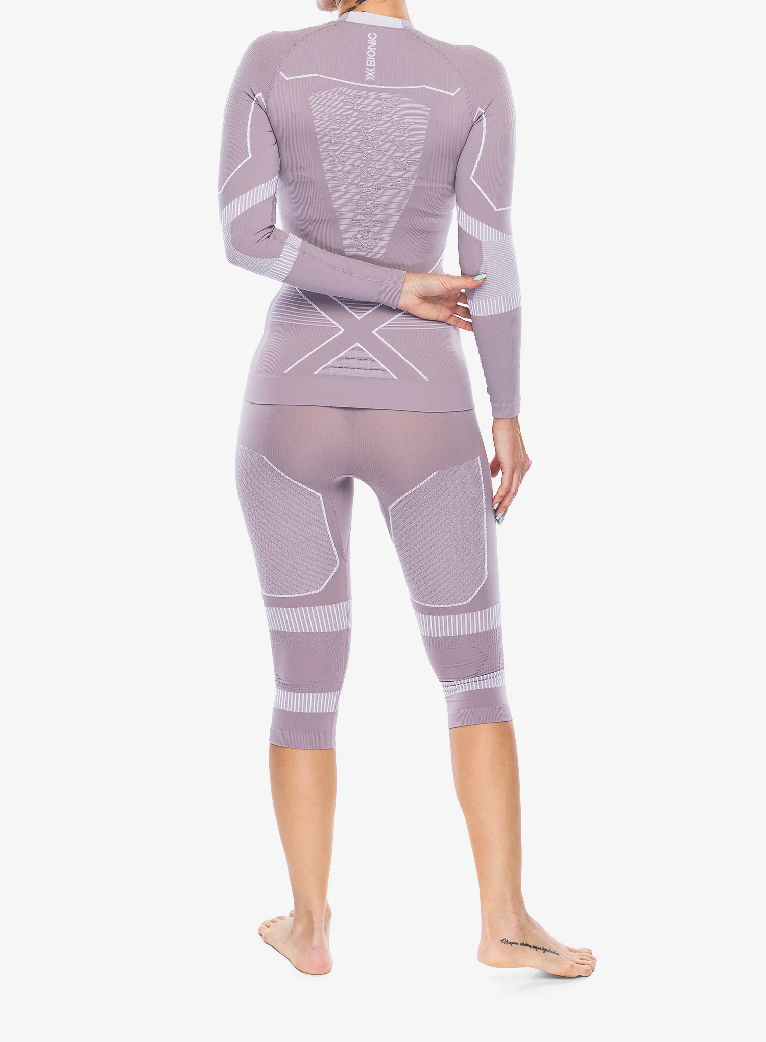 Ženske termo tajice X-Bionic Energy Accumulator Light Pants 3/4 - lavender/arctic white