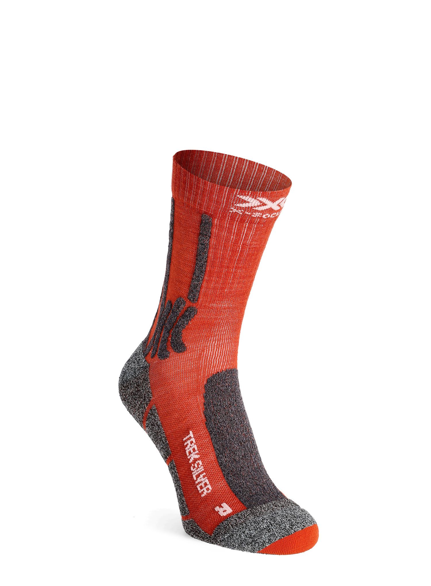 Čarape X-Socks Trek Silver - crimson red/dolomite grey