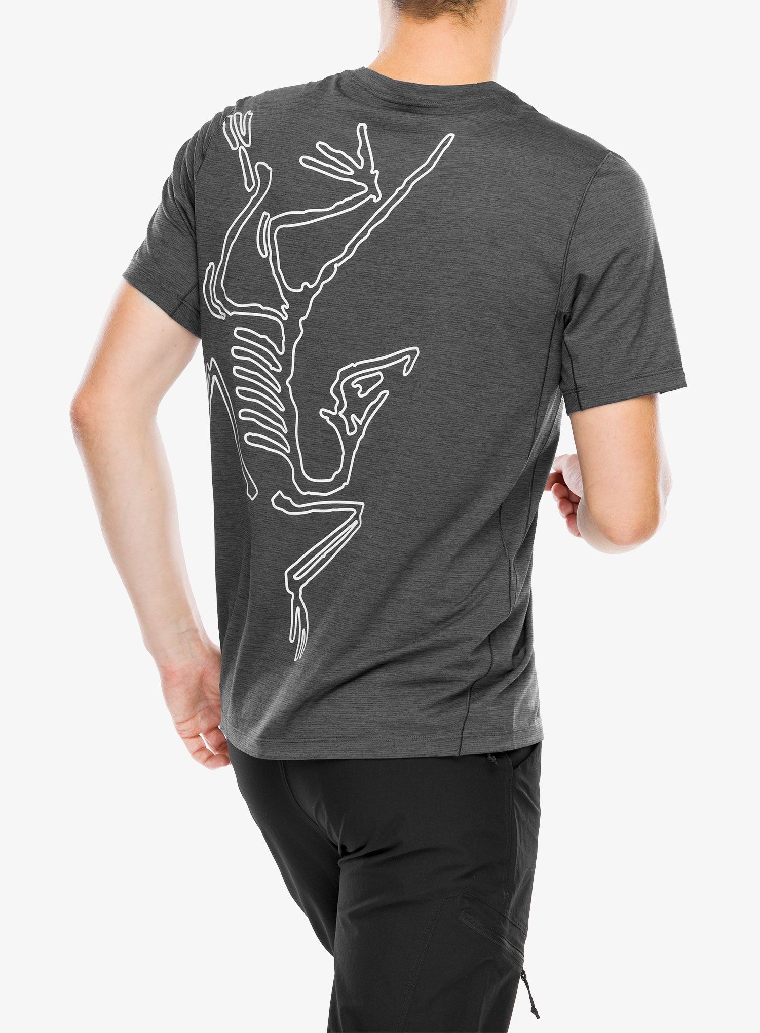 Majica za trčanje Arcteryx Cormac ArcBird Logo SS - black heather