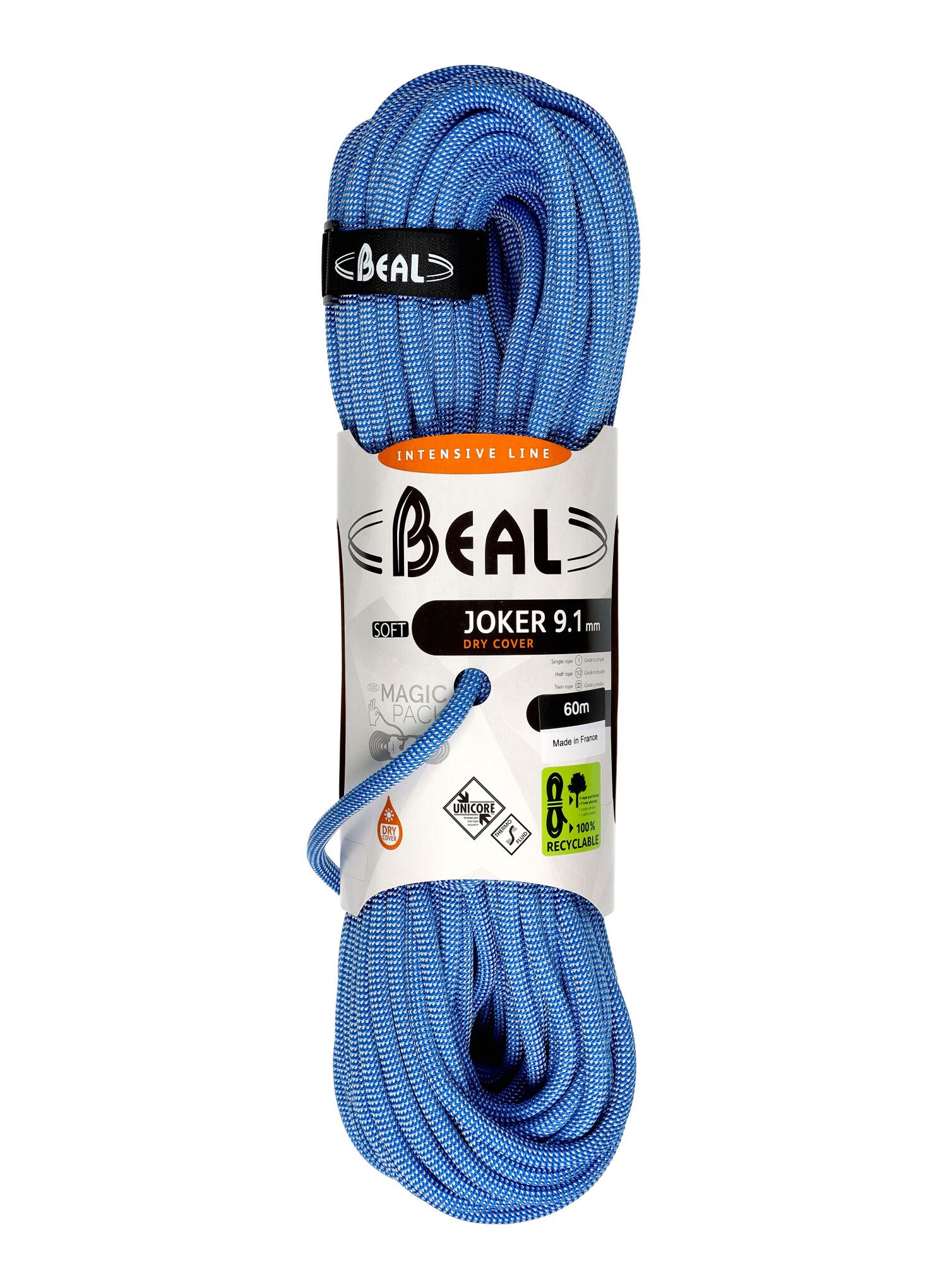Uže za penjanje Beal Joker Soft 9,1 mm 60m Unicore Dry Cover - blue