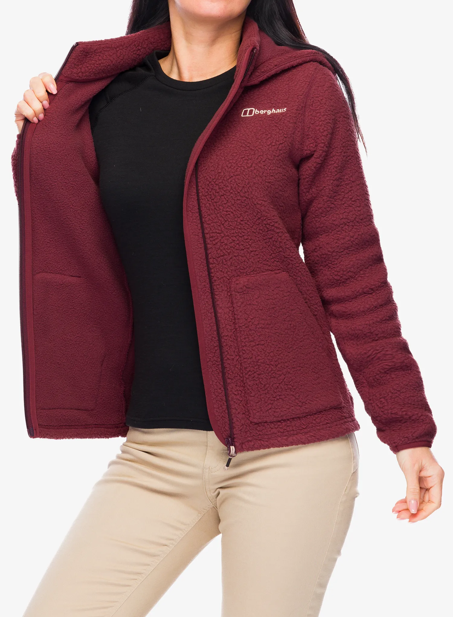 Ženska jakna od flisa Berghaus Darria FZ Hooded Jacket - garnet