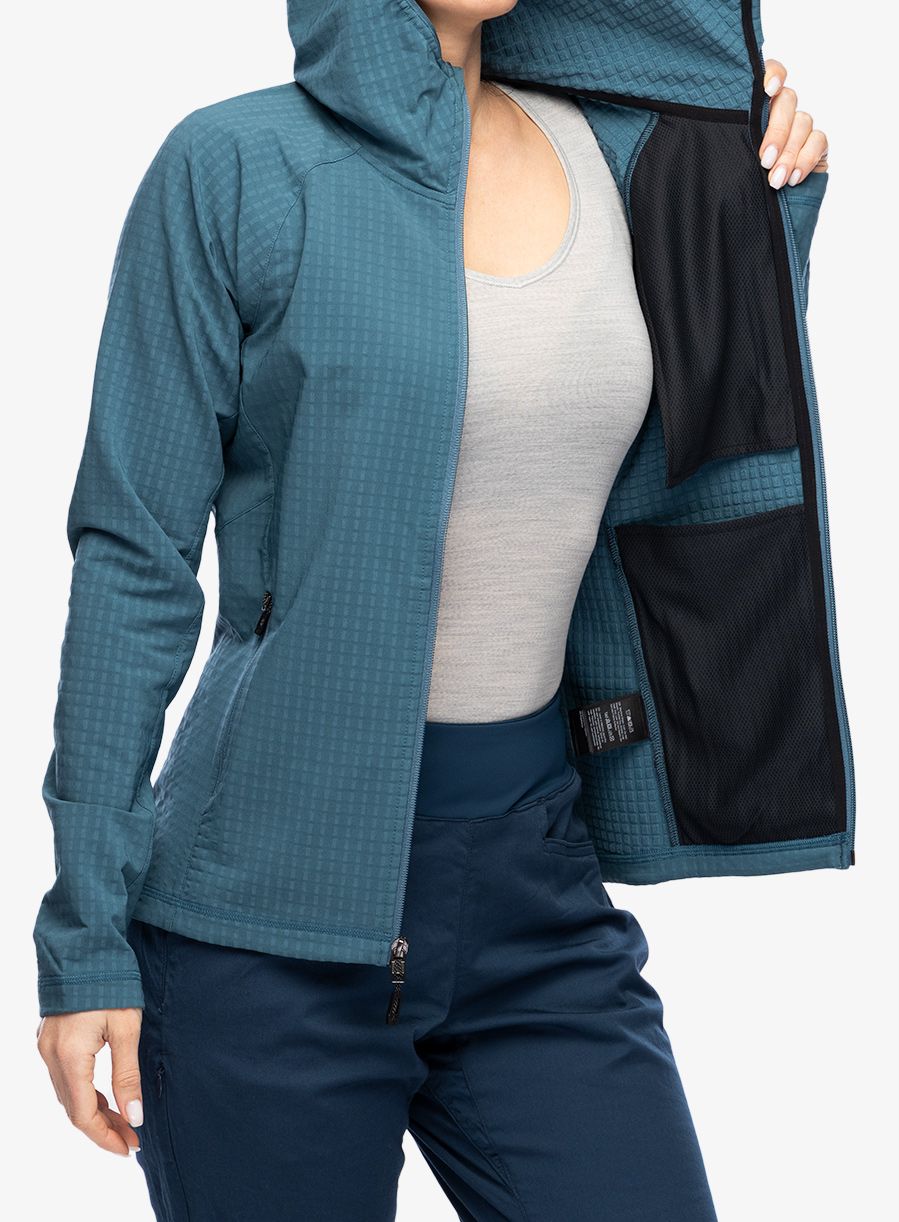 Dukserica s kapuljačom ženska Black Diamond Coefficient Storm FZ Hoody - creek blue