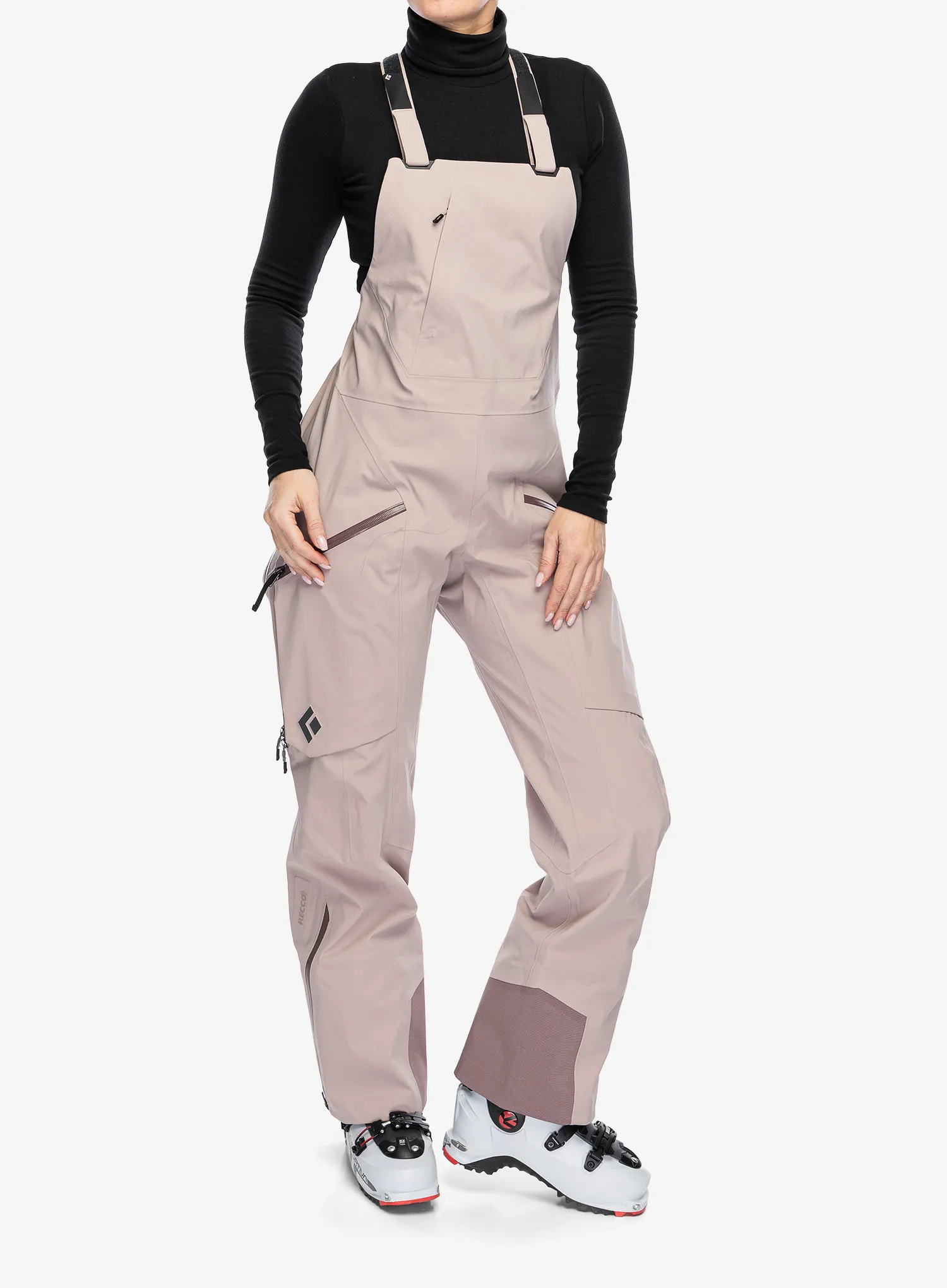 Ženske skijaške hlače Black Diamond Factor Bibs - pale mauve