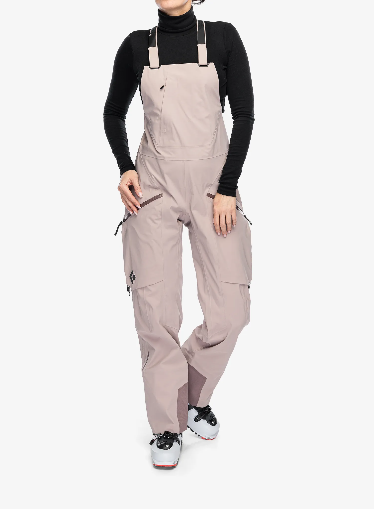 Ženske skijaške hlače Black Diamond Factor Bibs - pale mauve