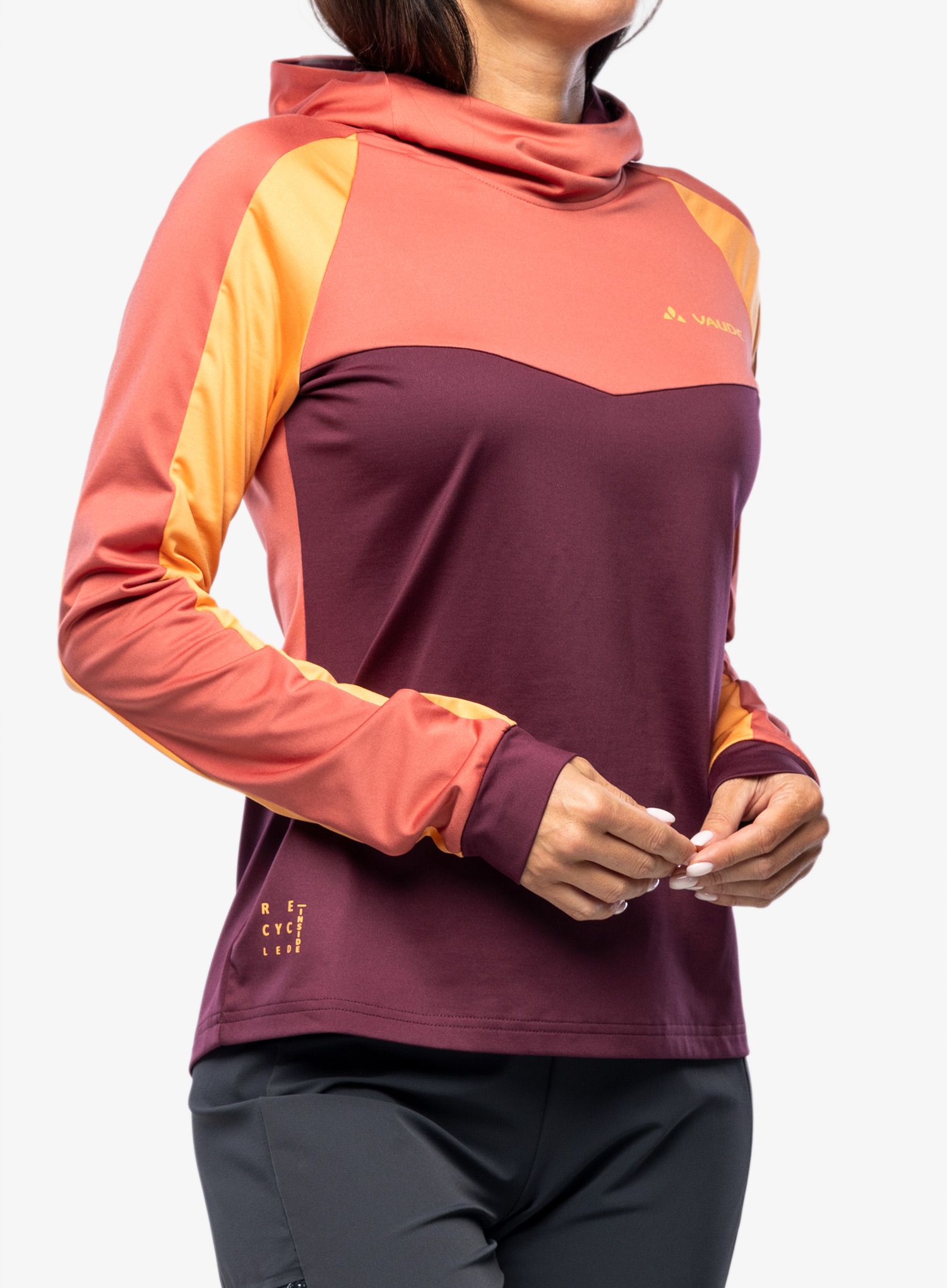 Ženska biciklistička dukserica Vaude Qimsa LS Shirt II - brick