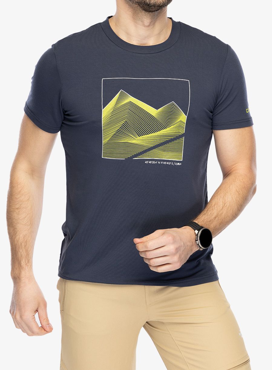 Majica s tiskom CMP Verte T-Shirt Bamboo Jersey - b.blue/lime