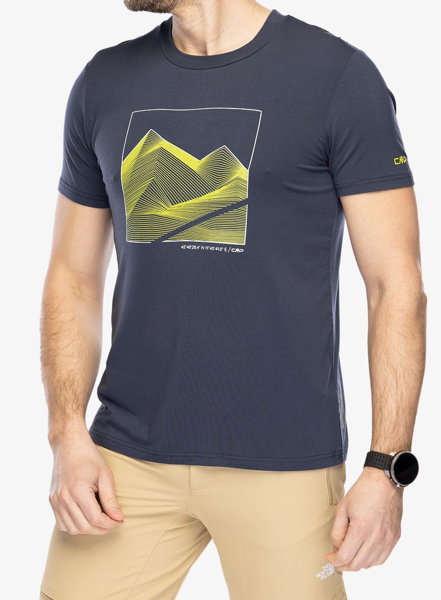 Majica s tiskom CMP Verte T-Shirt Bamboo Jersey - b.blue/lime