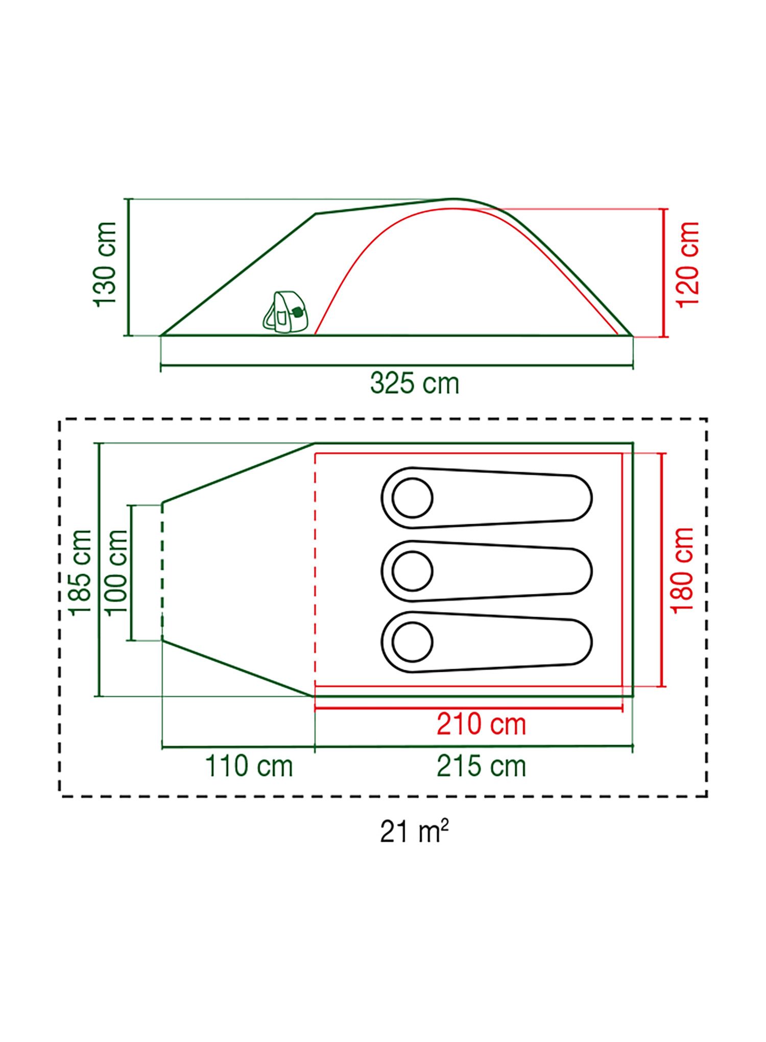 Šator za tri osobe Coleman Darwin 3 Plus - grey/green