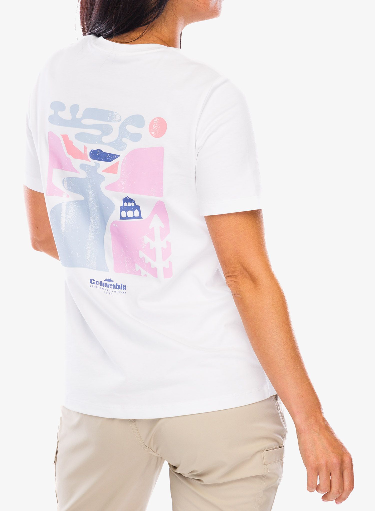 Ženska pamučna majica Columbia Boundless Beauty Logo S/S Tee - white/simple gorge
