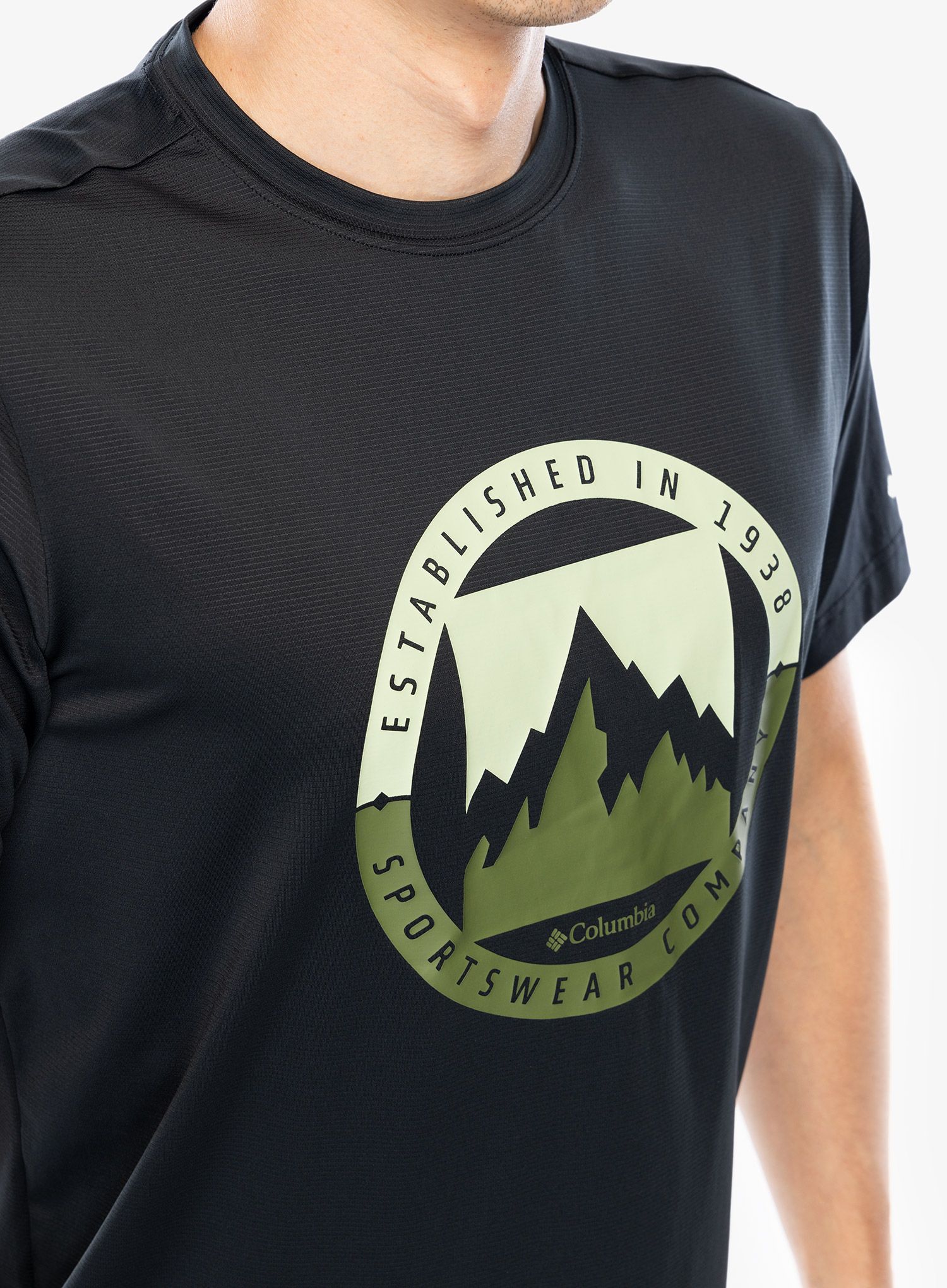 Majica s tiskom Columbia Ice Lake II SS Tee - black/boundless borders