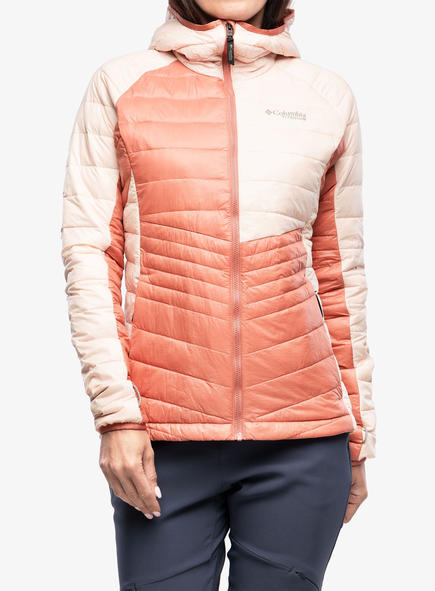 Ženska jakna Columbia Platinum Peak Hooded Jacket - dark coral/peach blossom