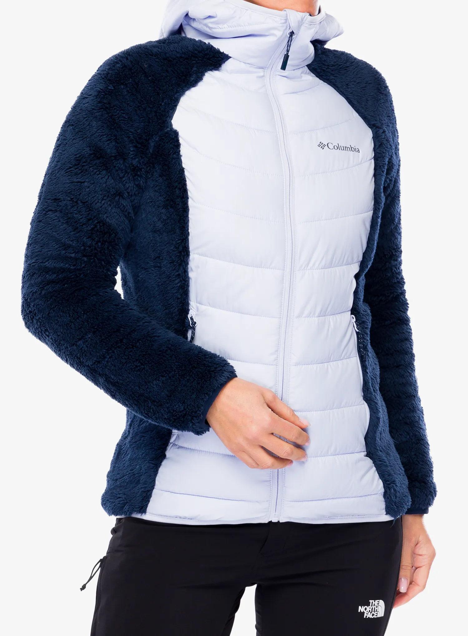 Ženska jakna Columbia Powder Lite II Sherpa Hybrid Jacket - collegiate navy/snowdrift