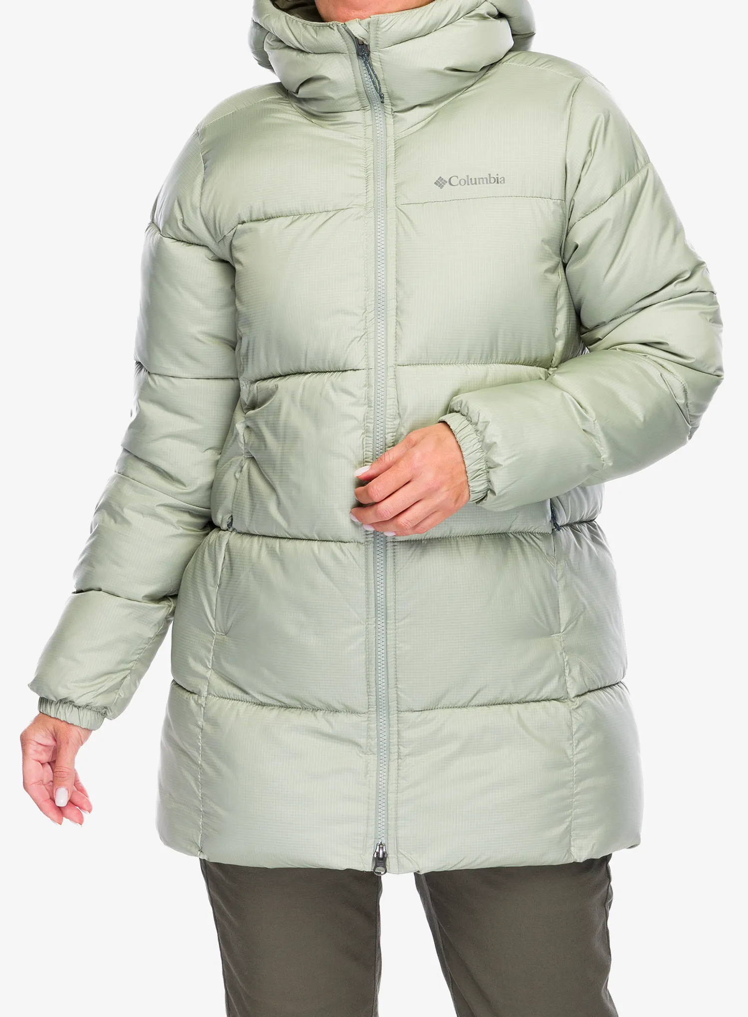 Ženski kaput Columbia Puffect II Mid Hooded Jacket - safari
