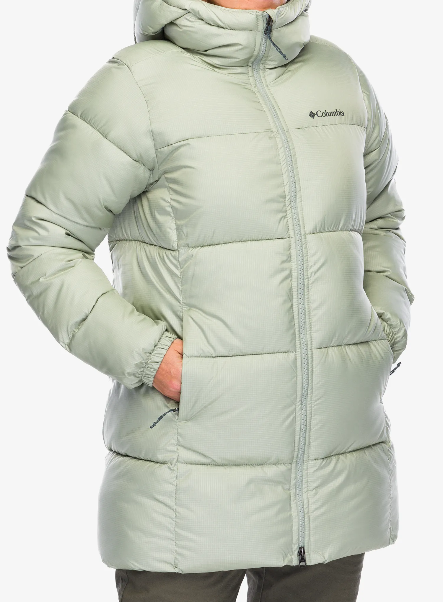 Ženski kaput Columbia Puffect II Mid Hooded Jacket - safari