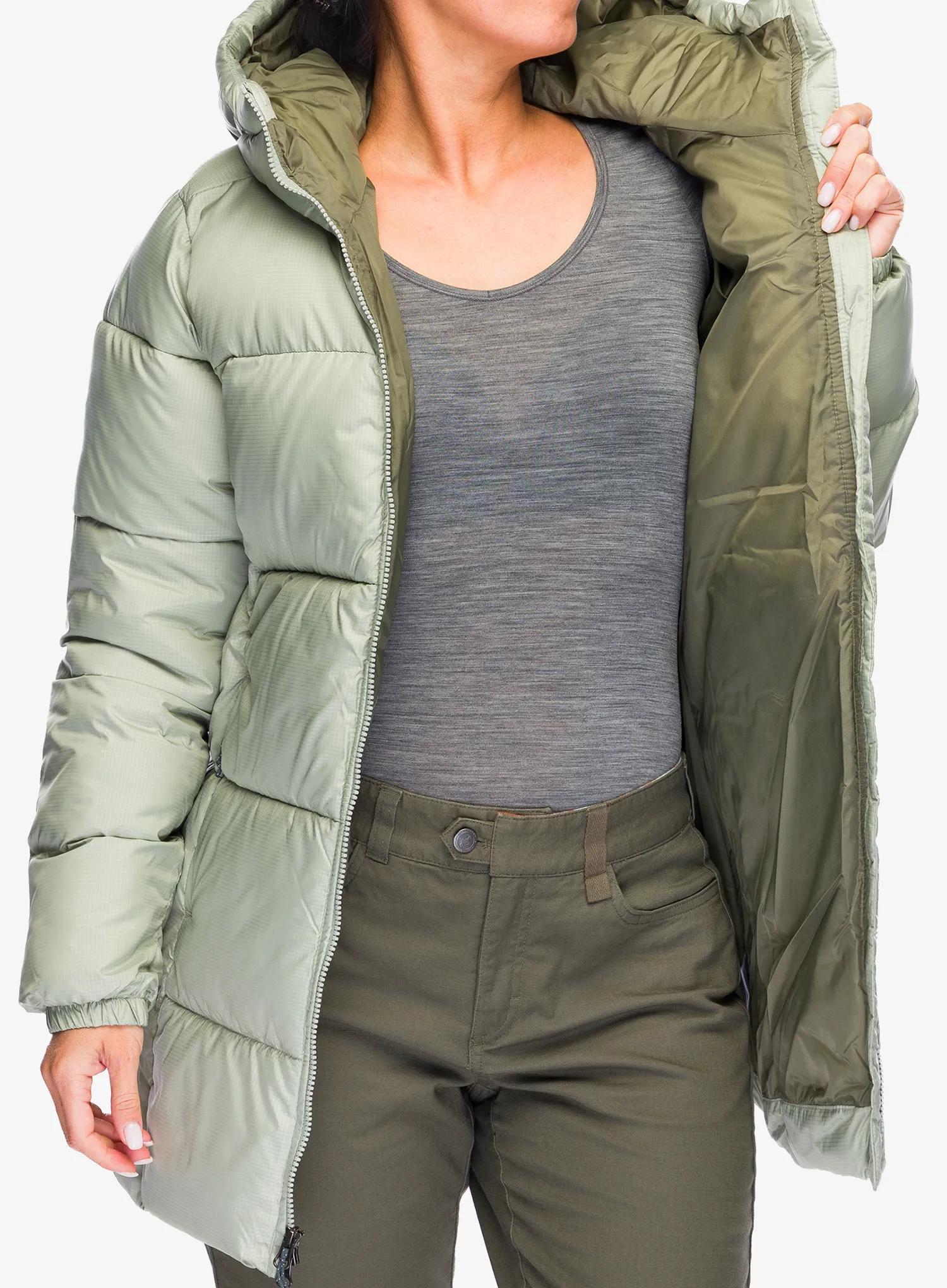 Ženski kaput Columbia Puffect II Mid Hooded Jacket - safari