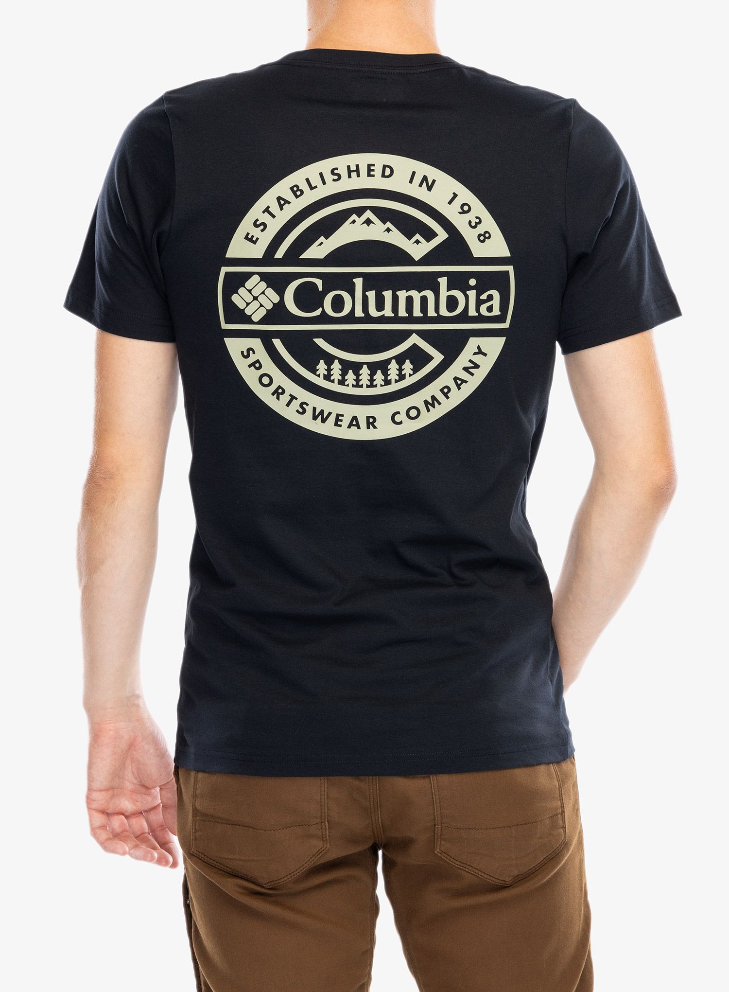 Majica s tiskom Columbia Rapid Ridge Back Graphic Tee II - black/button badge