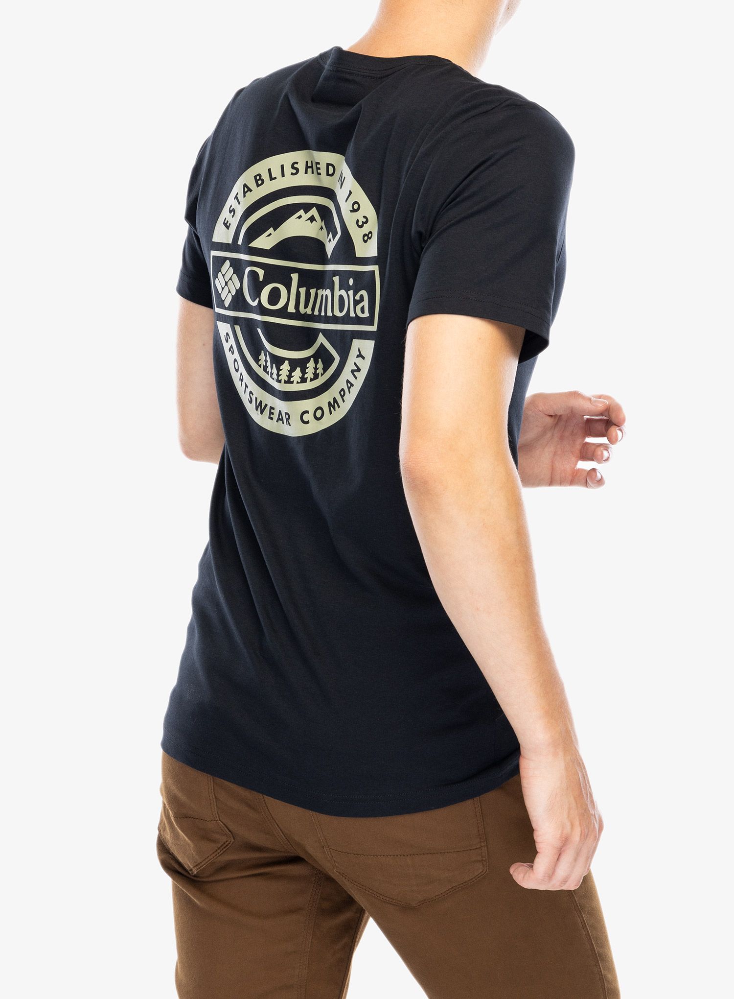 Majica s tiskom Columbia Rapid Ridge Back Graphic Tee II - black/button badge