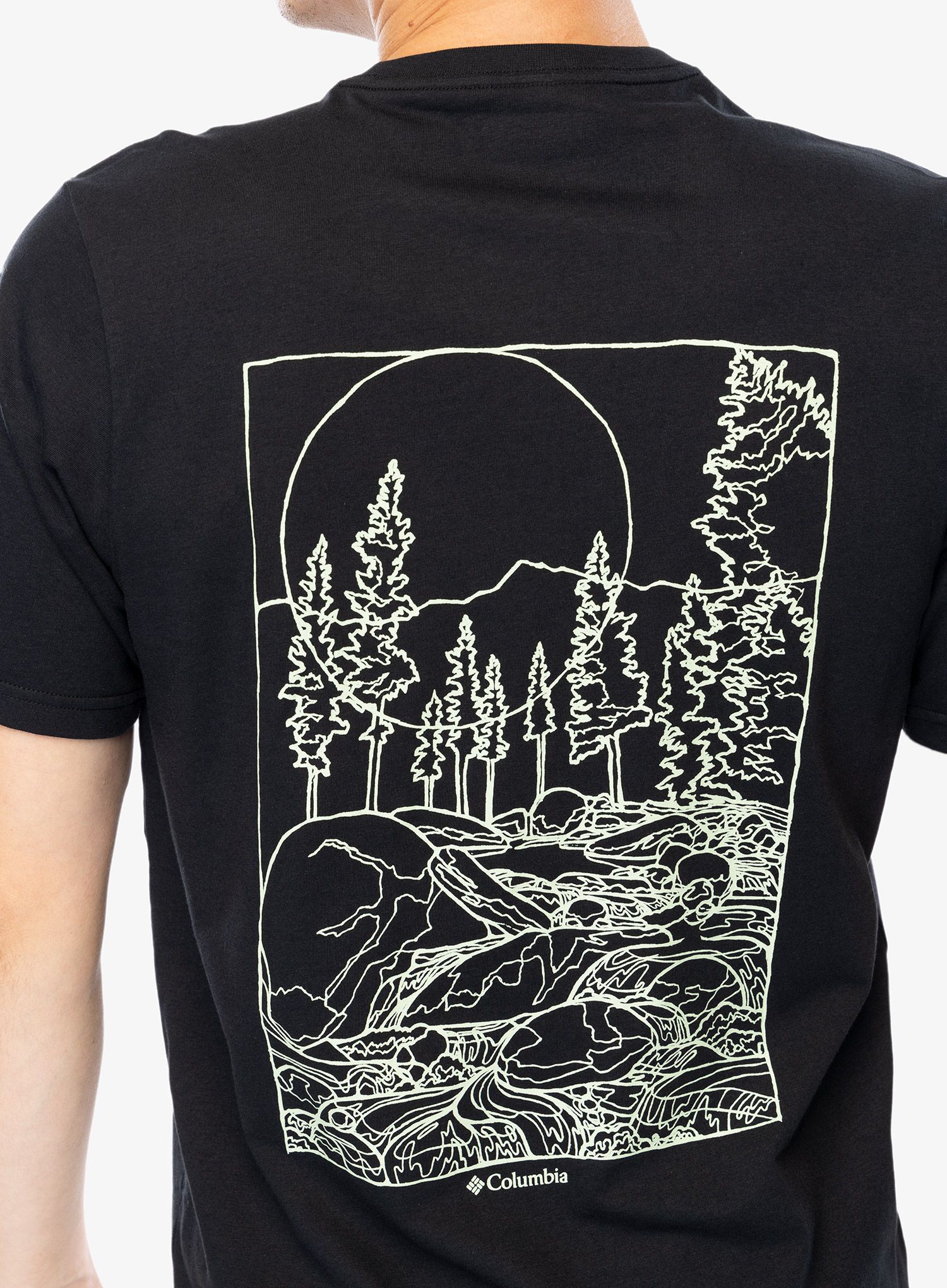 Majica s tiskom Columbia Rockaway River Back Graphic S/S Tee - black/rocky road