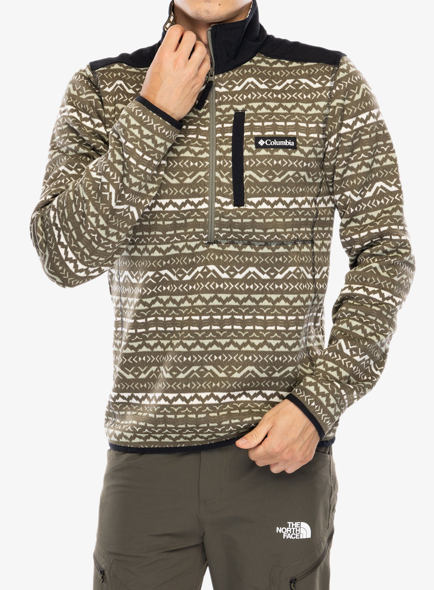 Dukserica od flisa Columbia Sweater Weather Printed Half Zip II - stone green madras multi