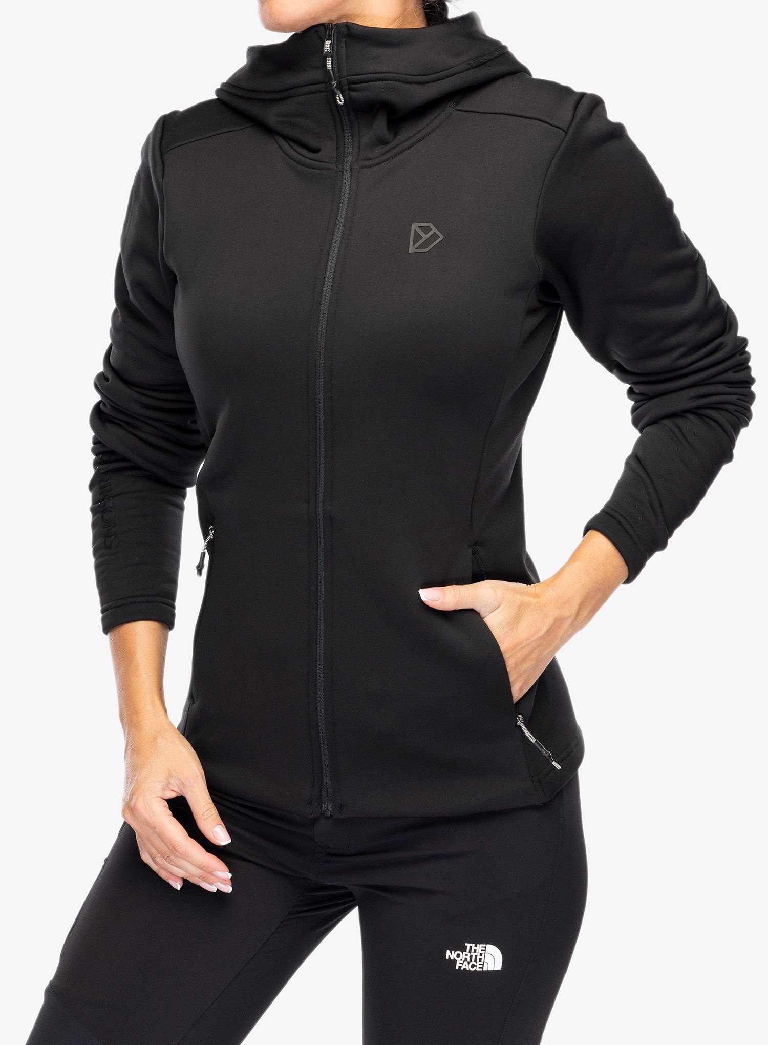 Dukserica s kapuljačom ženska Didriksons Anneli Full Zip 2 - black