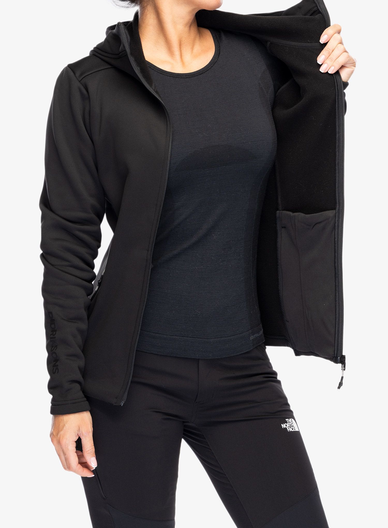Dukserica s kapuljačom ženska Didriksons Anneli Full Zip 2 - black