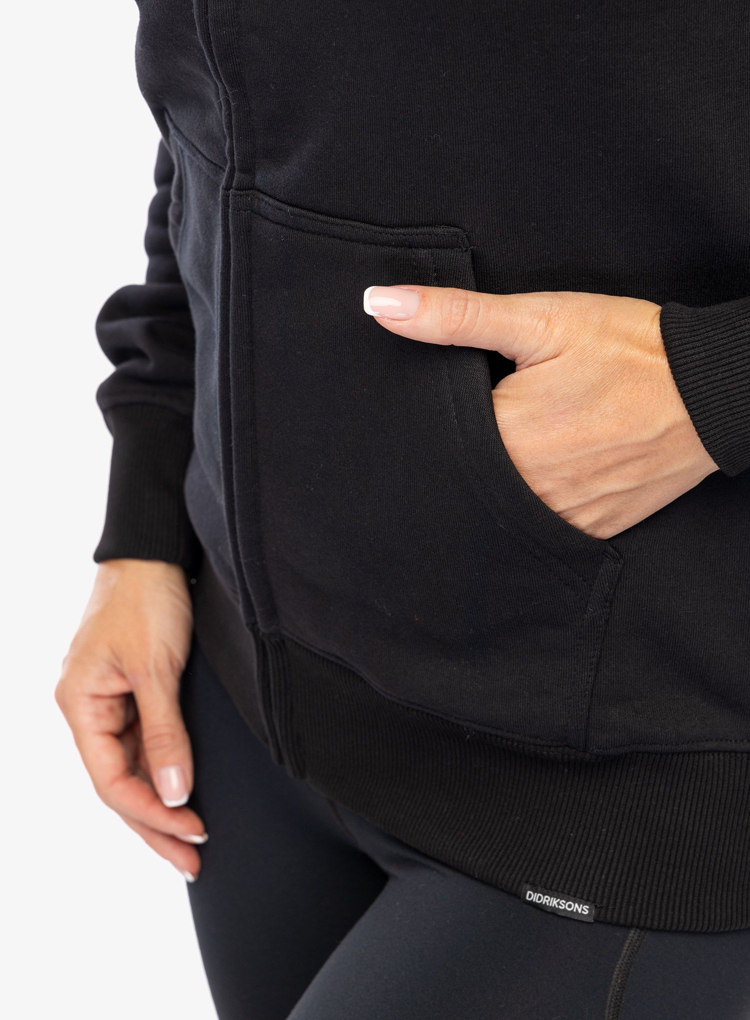 Dukserica s kapuljačom ženska Didriksons Ven Full Zip - black